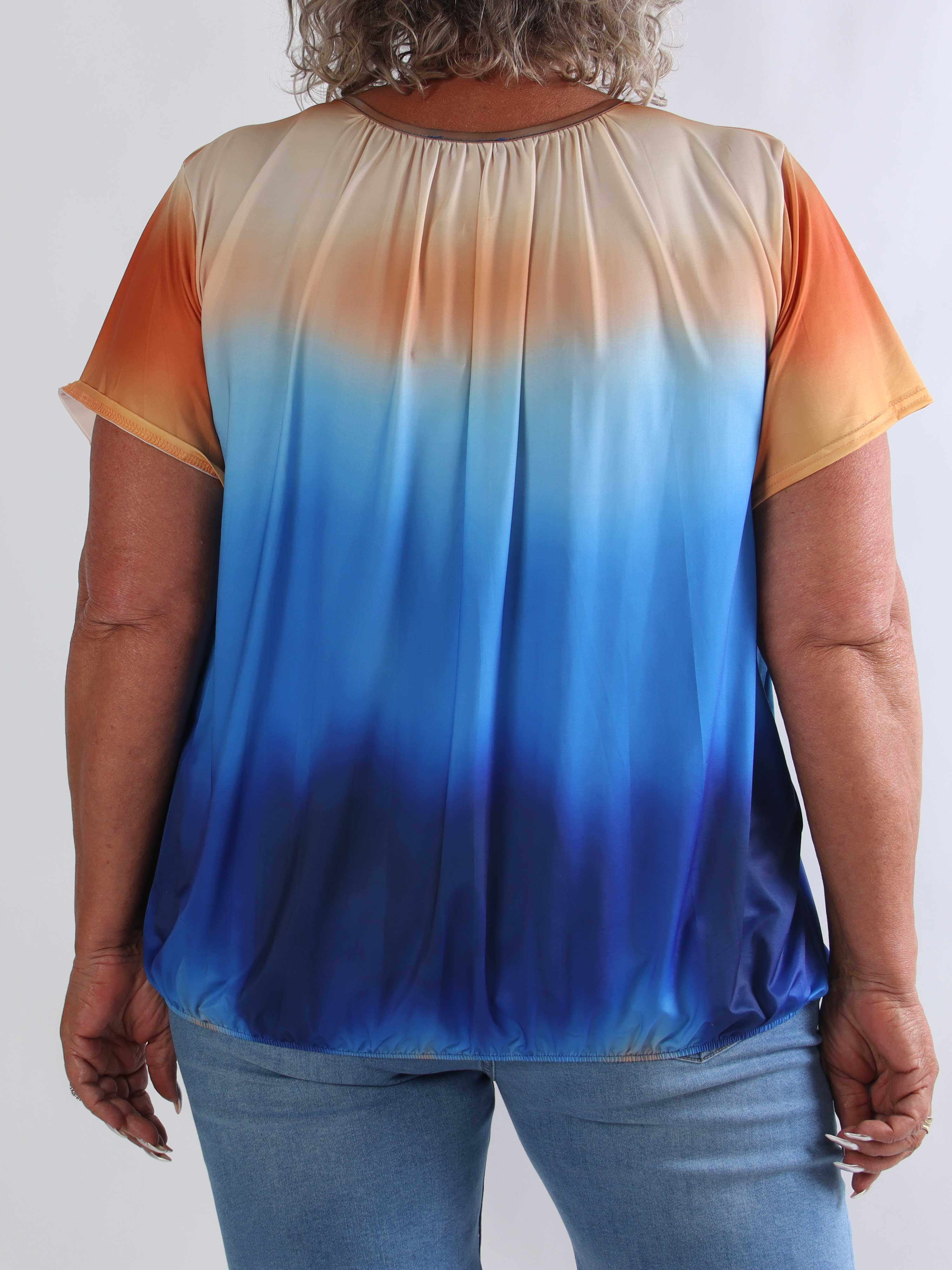 Miracle Batik - Plus size t-shirt i faded farver med elastik for enden