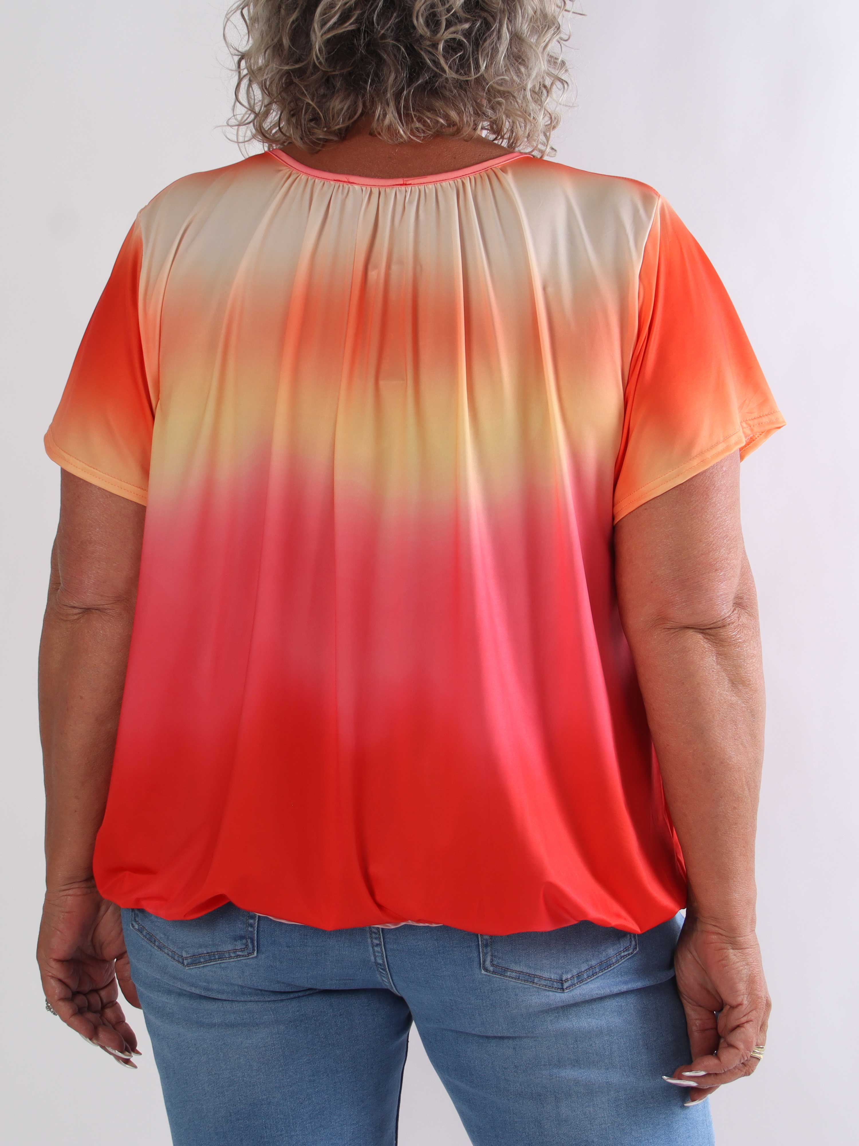 Miracle Batik - Plus size t-shirt i faded farver med elastik for enden