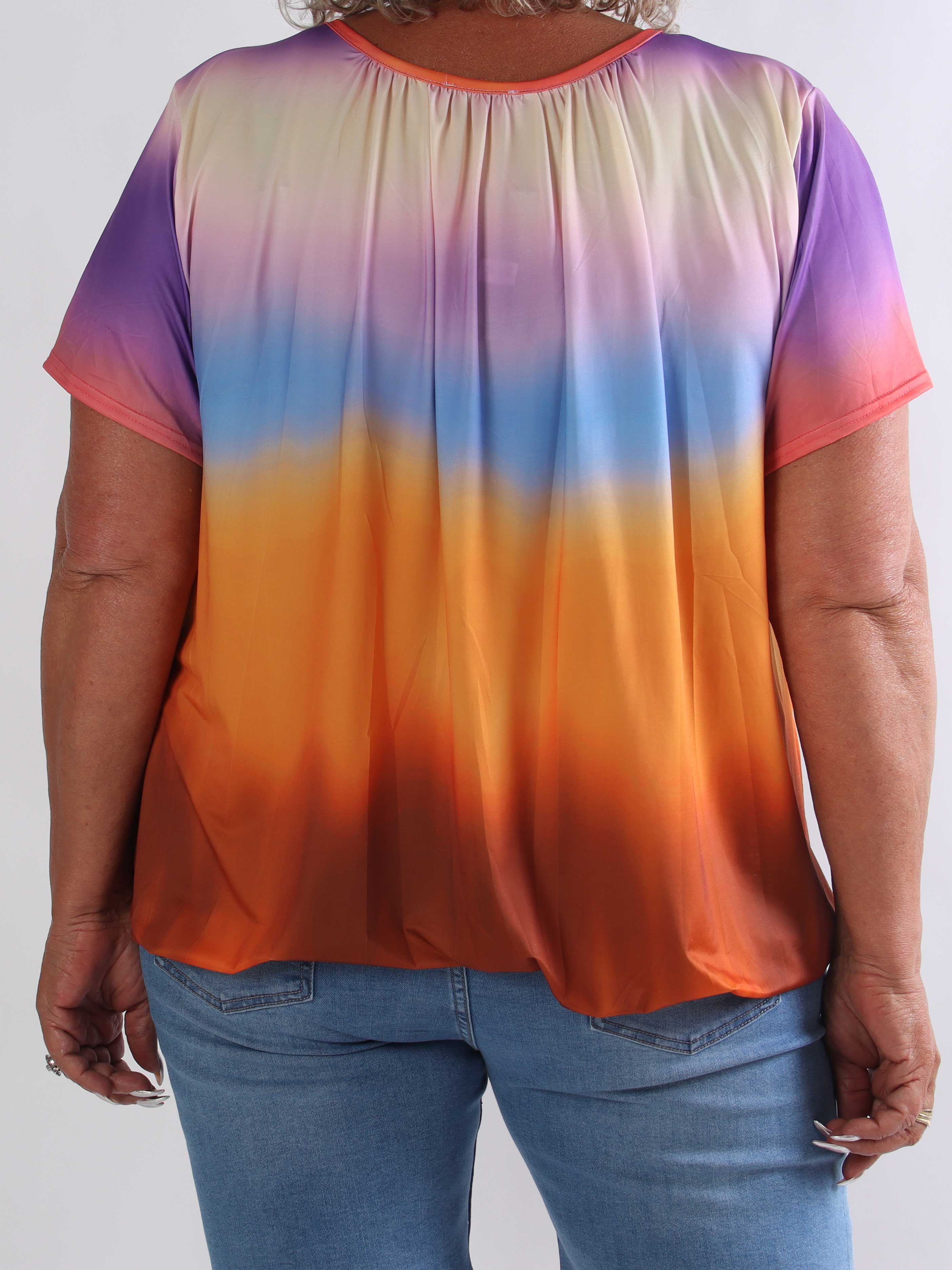 Miracle Batik - Plus size t-shirt i faded farver med elastik for enden