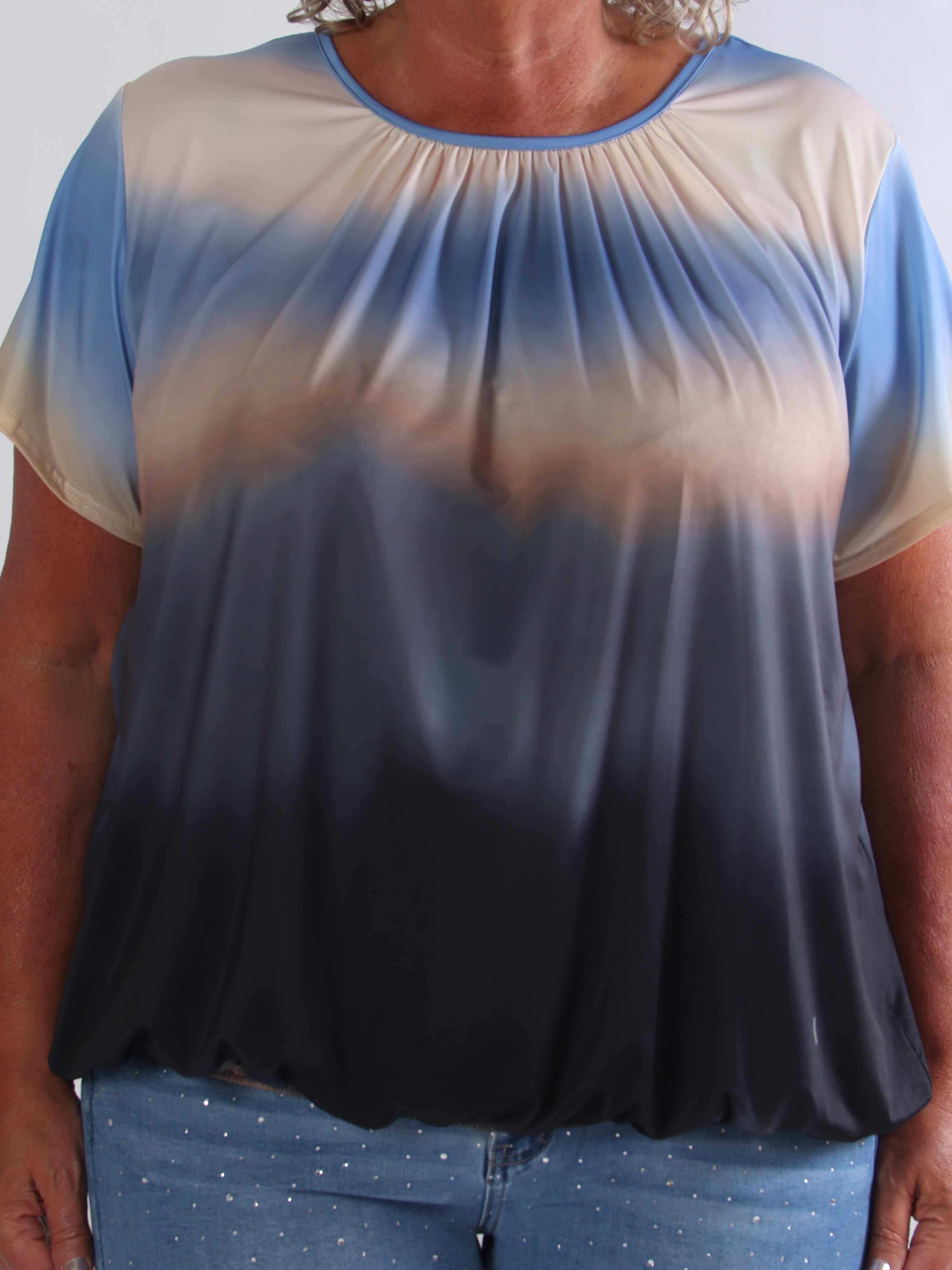Miracle Batik - Plus size t-shirt i faded farver med elastik for enden