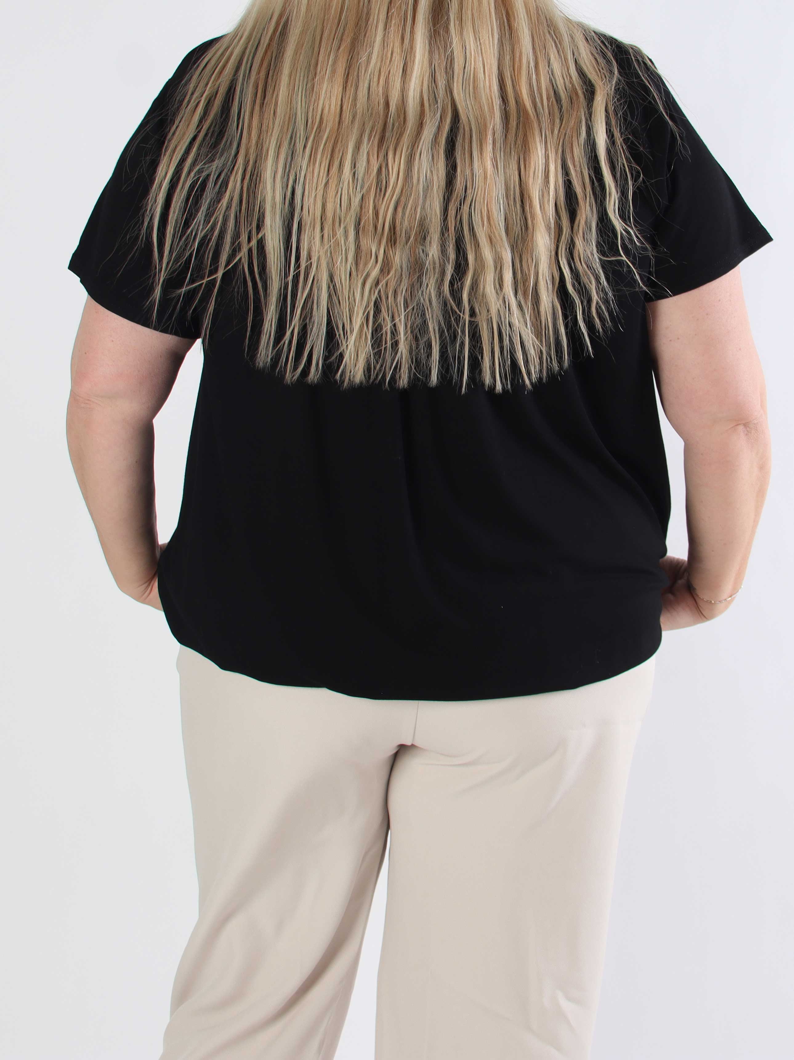 Miracle Crystal T-shirt - Blød plus size bluse i viskose med similisten