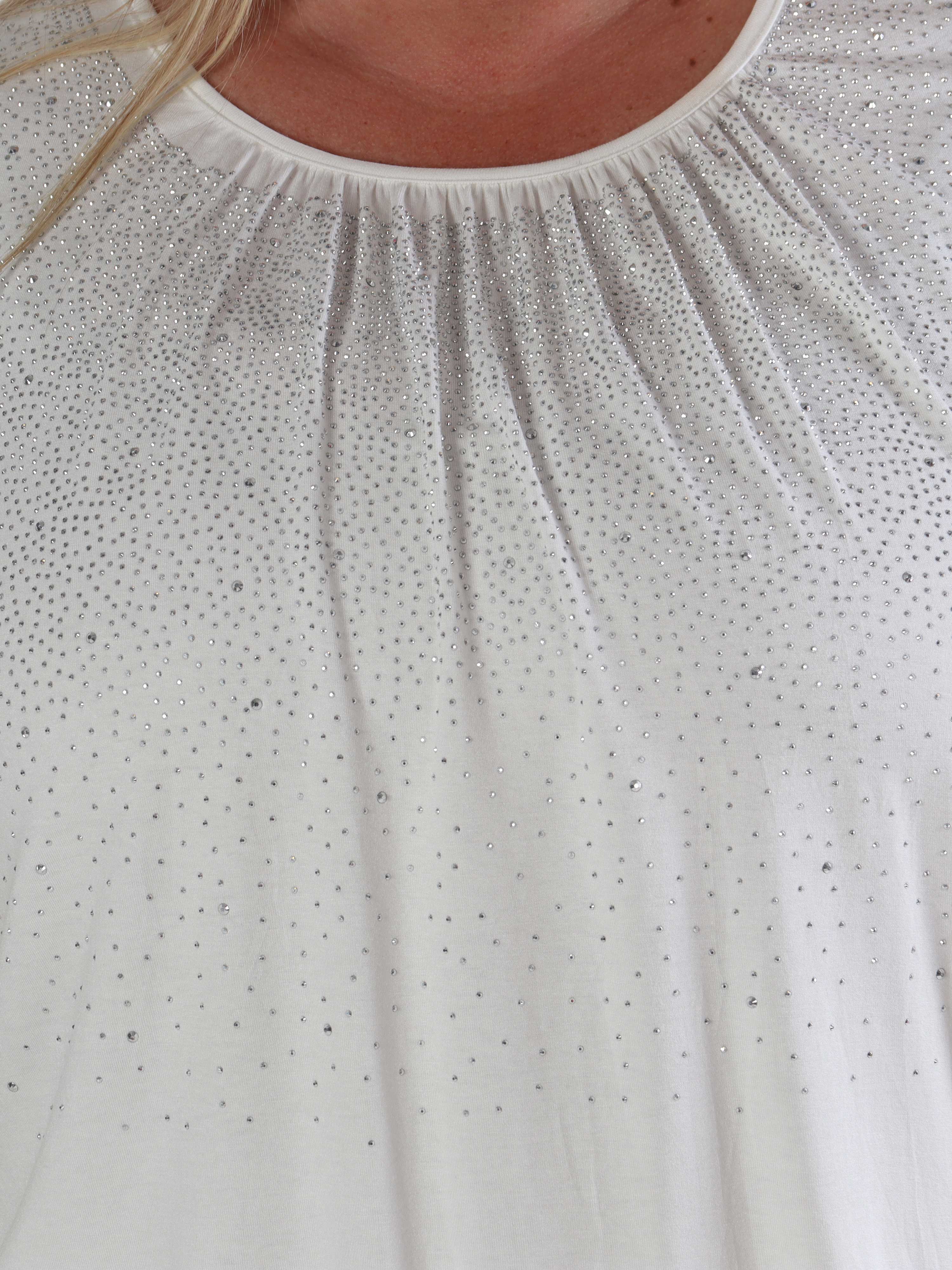 Miracle Crystal T-shirt - Blød plus size bluse i viskose med similisten