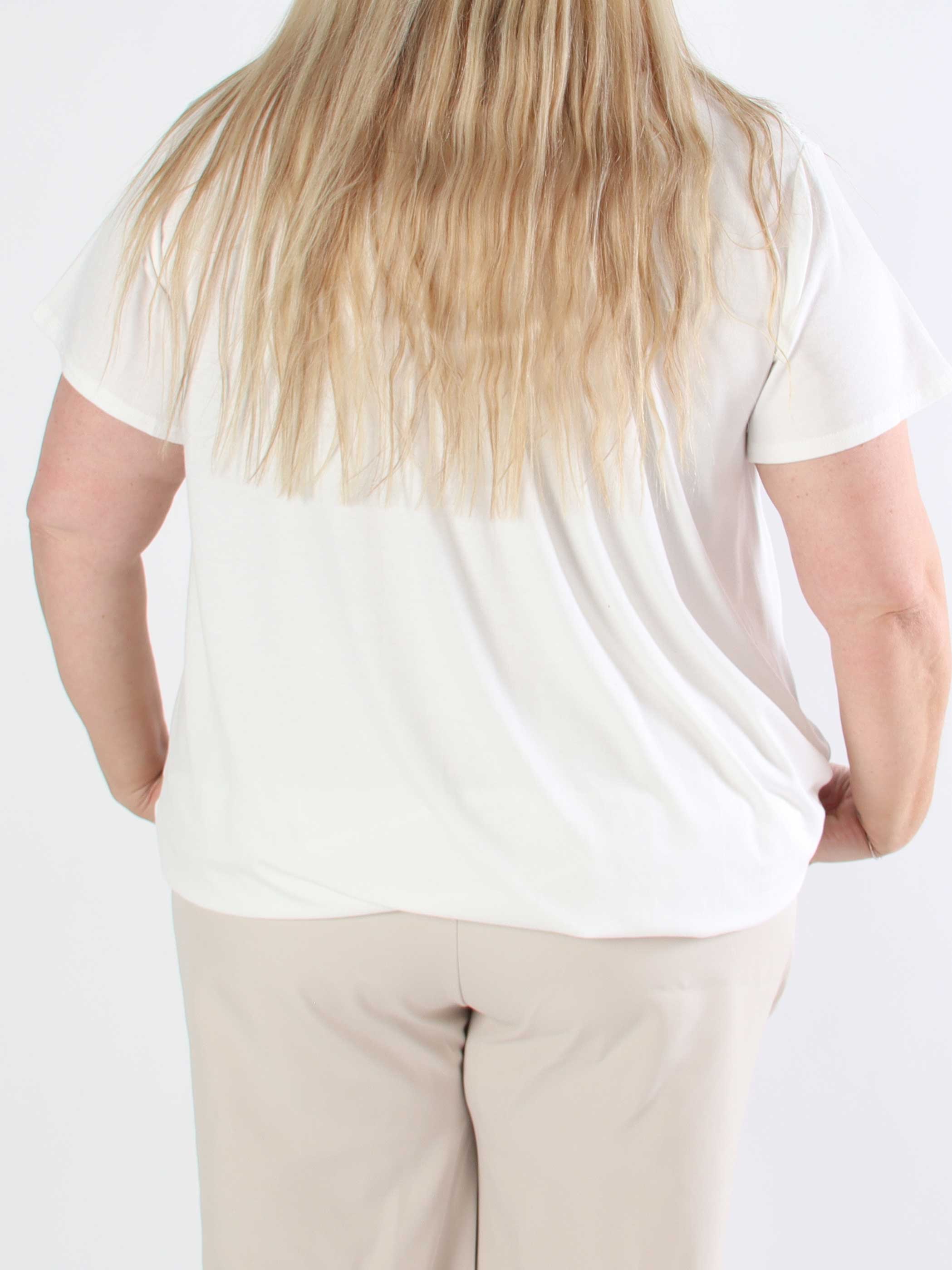 Miracle Crystal T-shirt - Blød plus size bluse i viskose med similisten