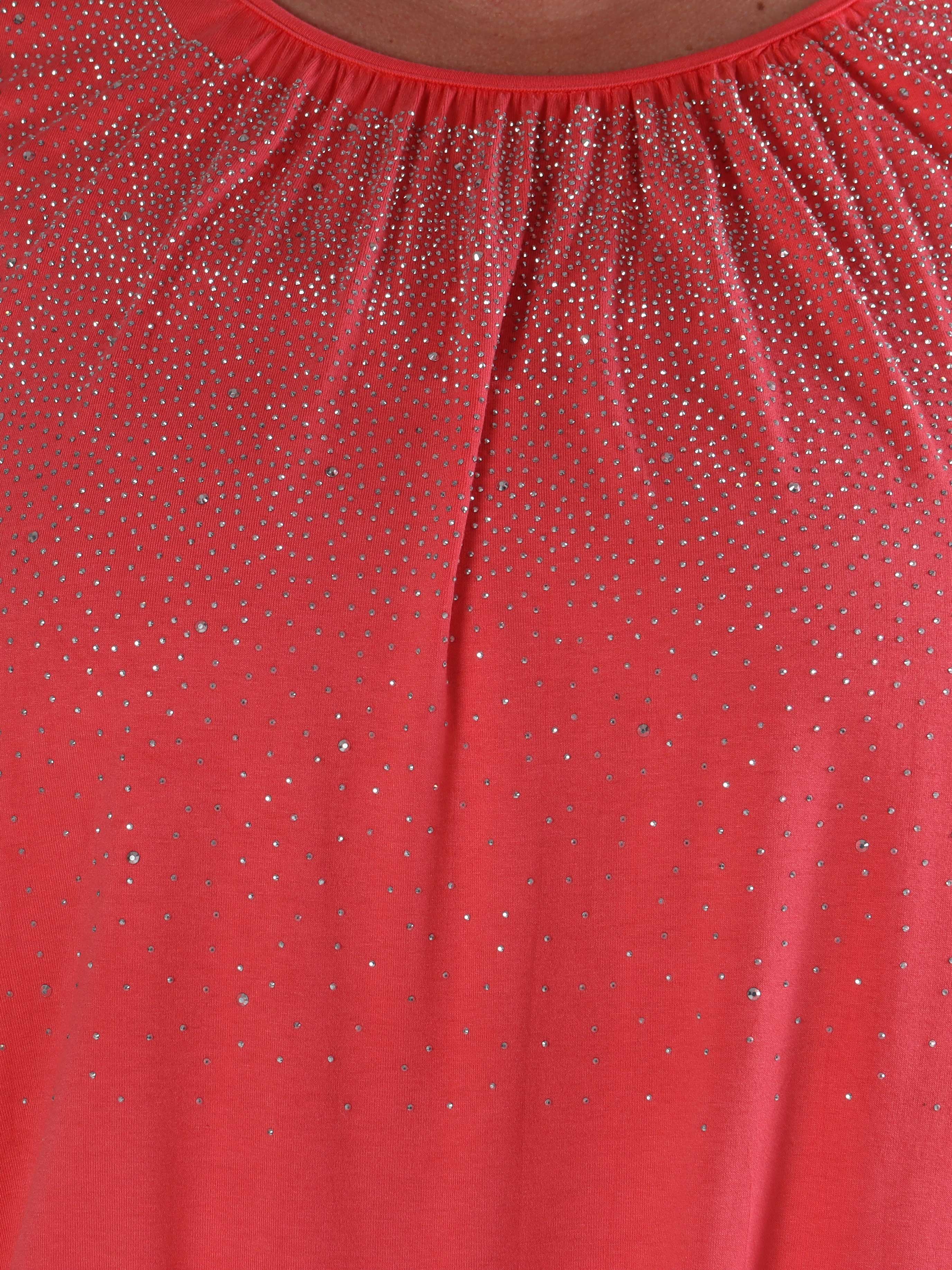 Miracle Crystal T-shirt - Blød plus size bluse i viskose med similisten