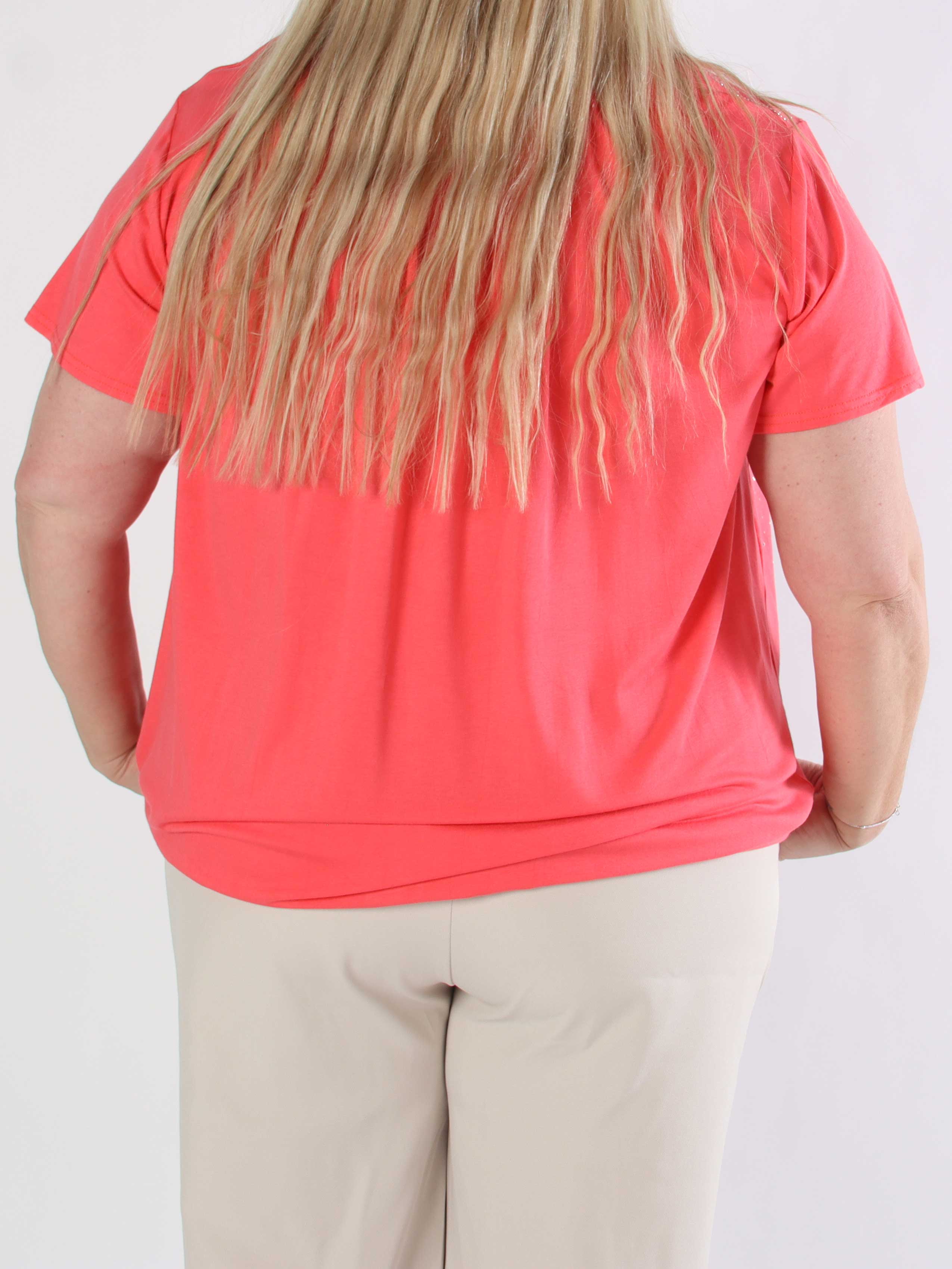 Miracle Crystal T-shirt - Blød plus size bluse i viskose med similisten