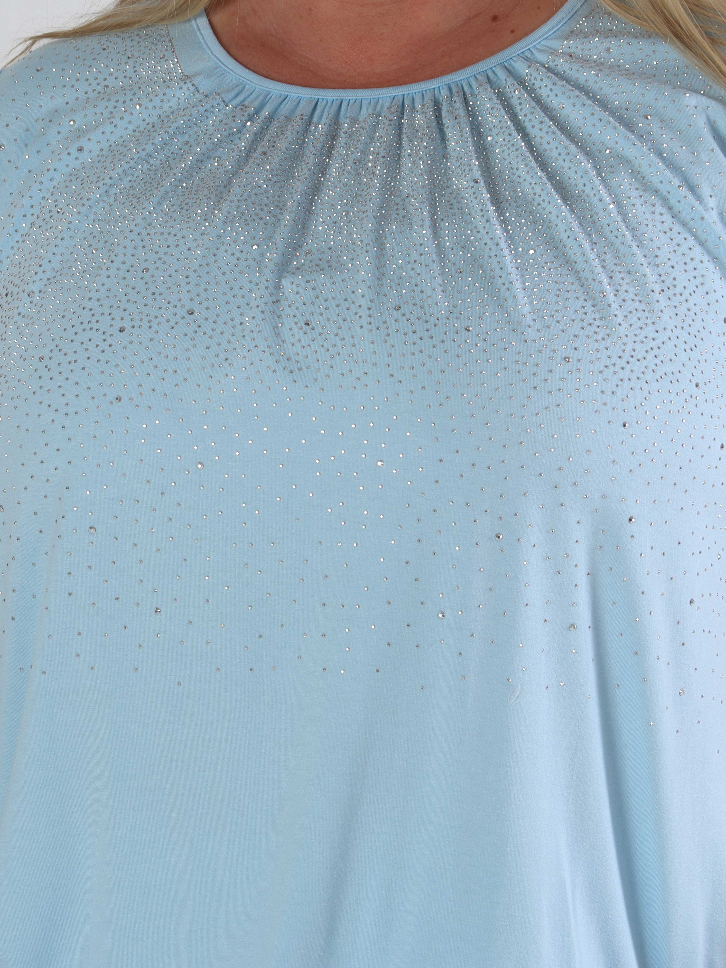 Miracle Crystal T-shirt - Blød plus size bluse i viskose med similisten