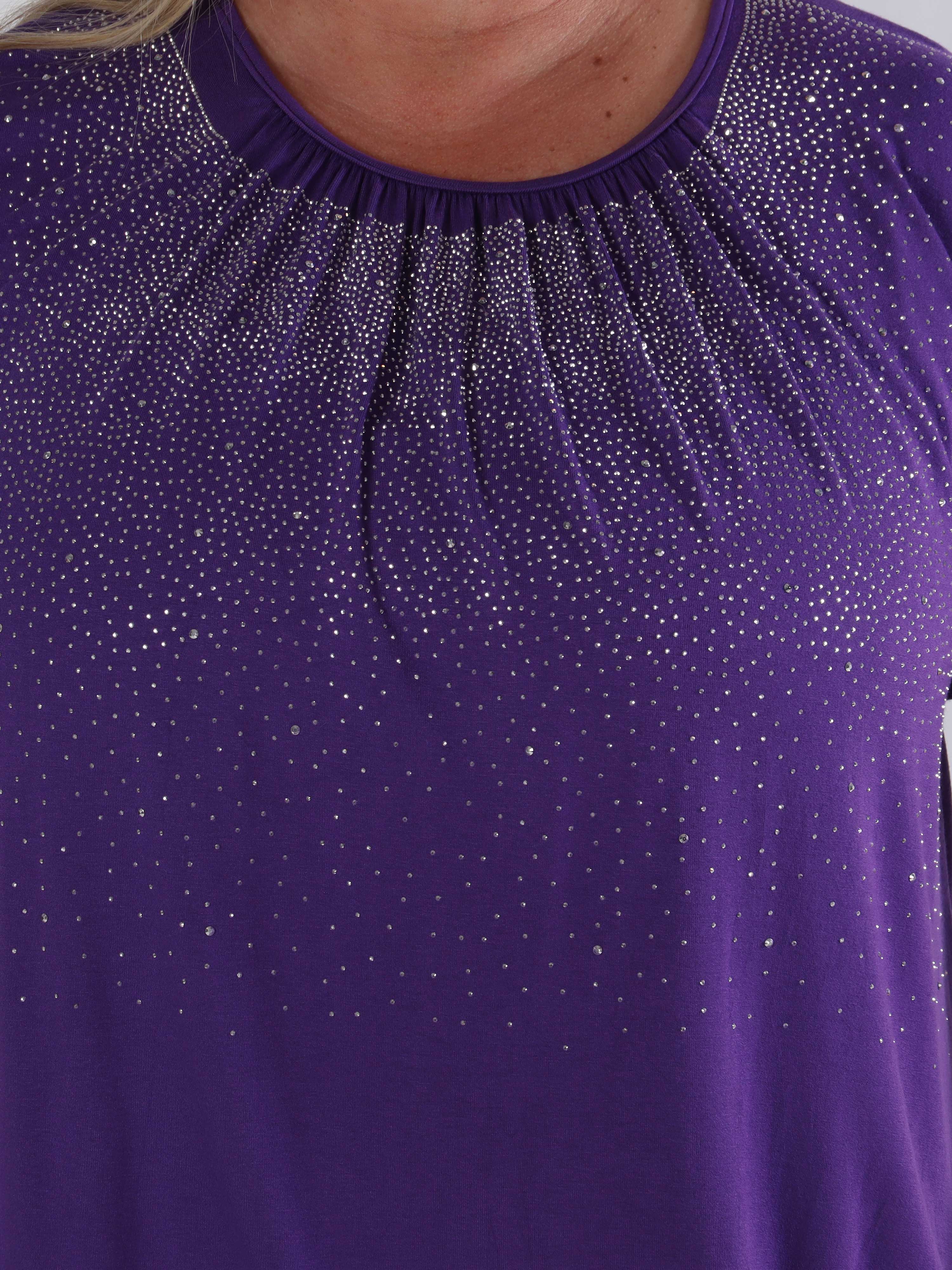 Miracle Crystal T-shirt - Blød plus size bluse i viskose med similisten