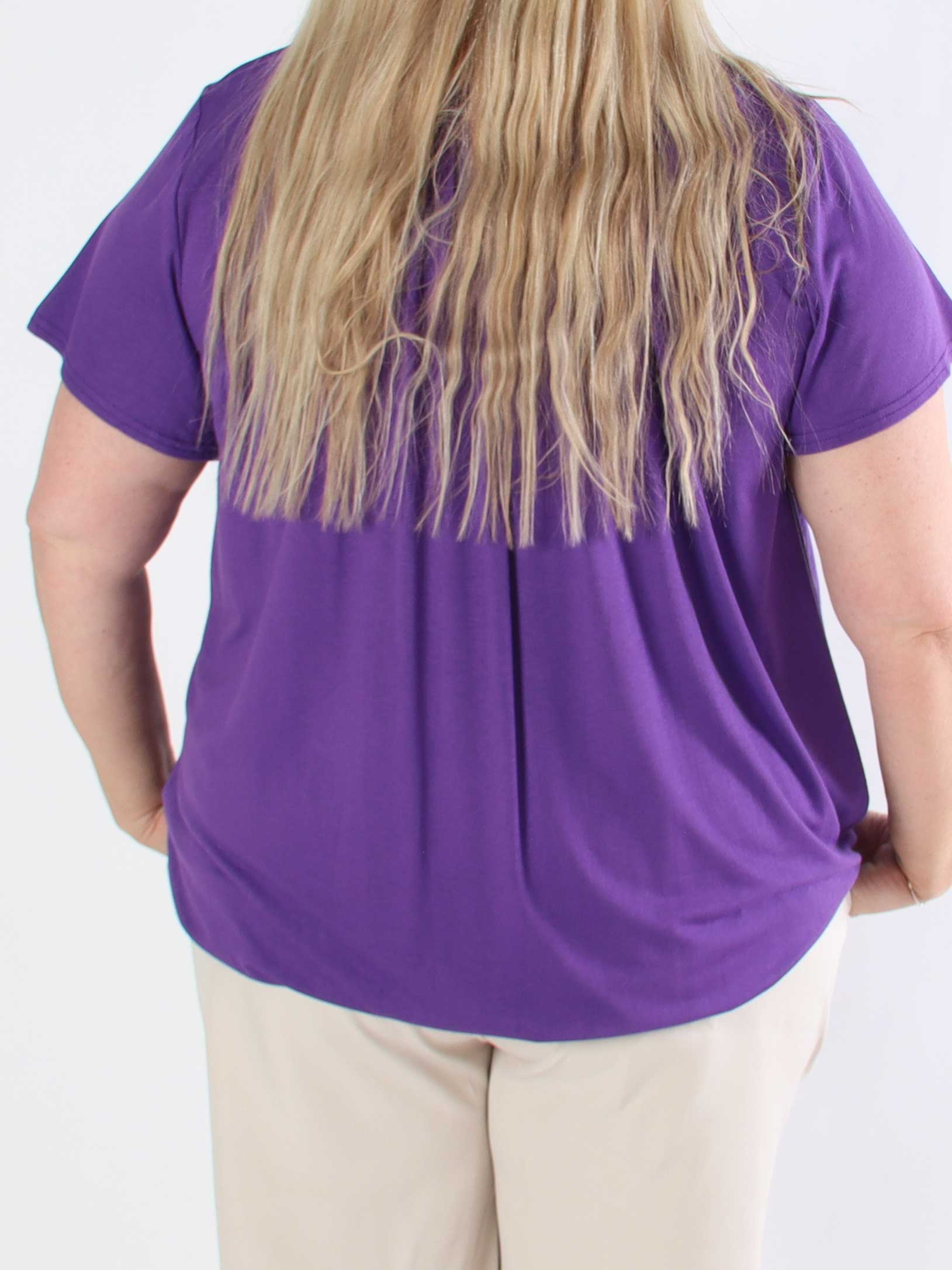 Miracle Crystal T-shirt - Blød plus size bluse i viskose med similisten