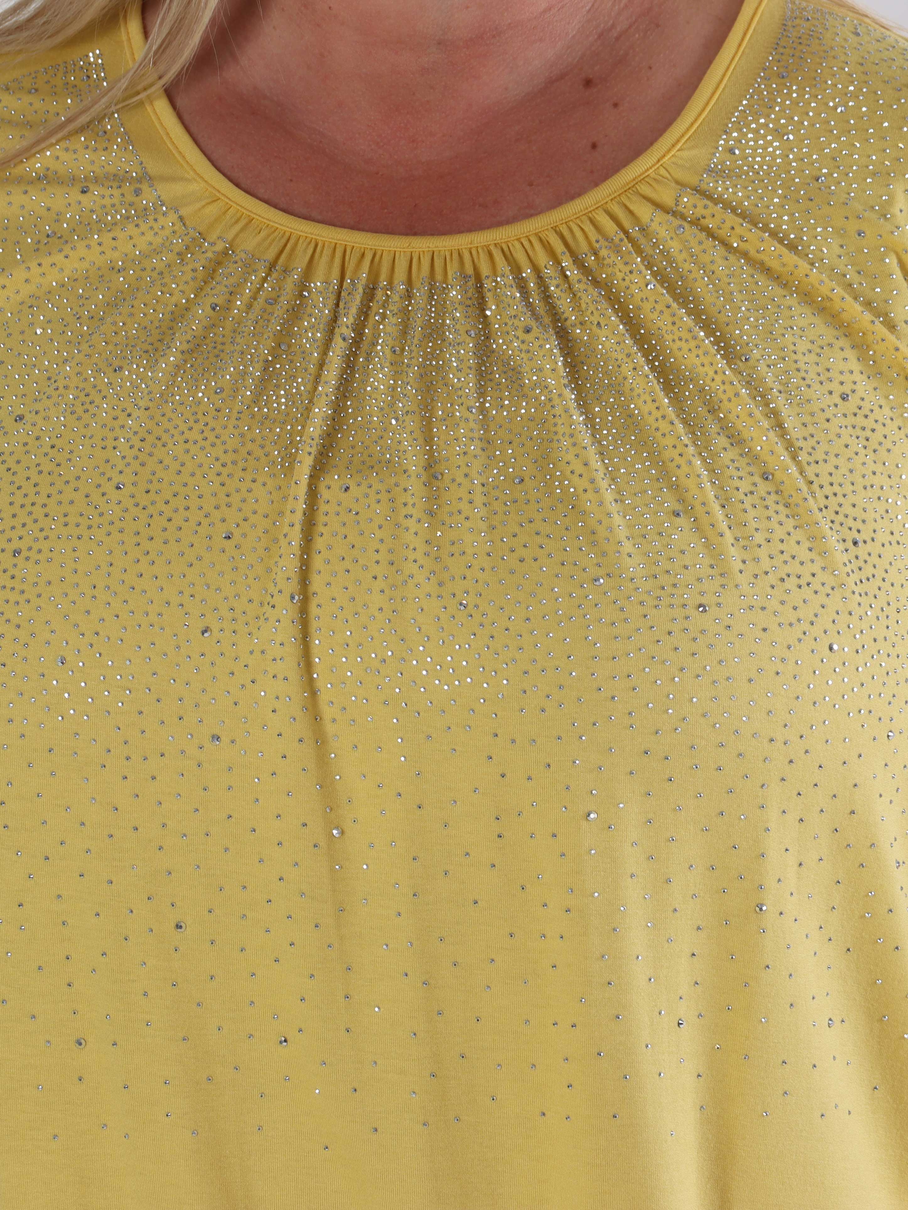 Miracle Crystal T-shirt - Blød plus size bluse i viskose med similisten