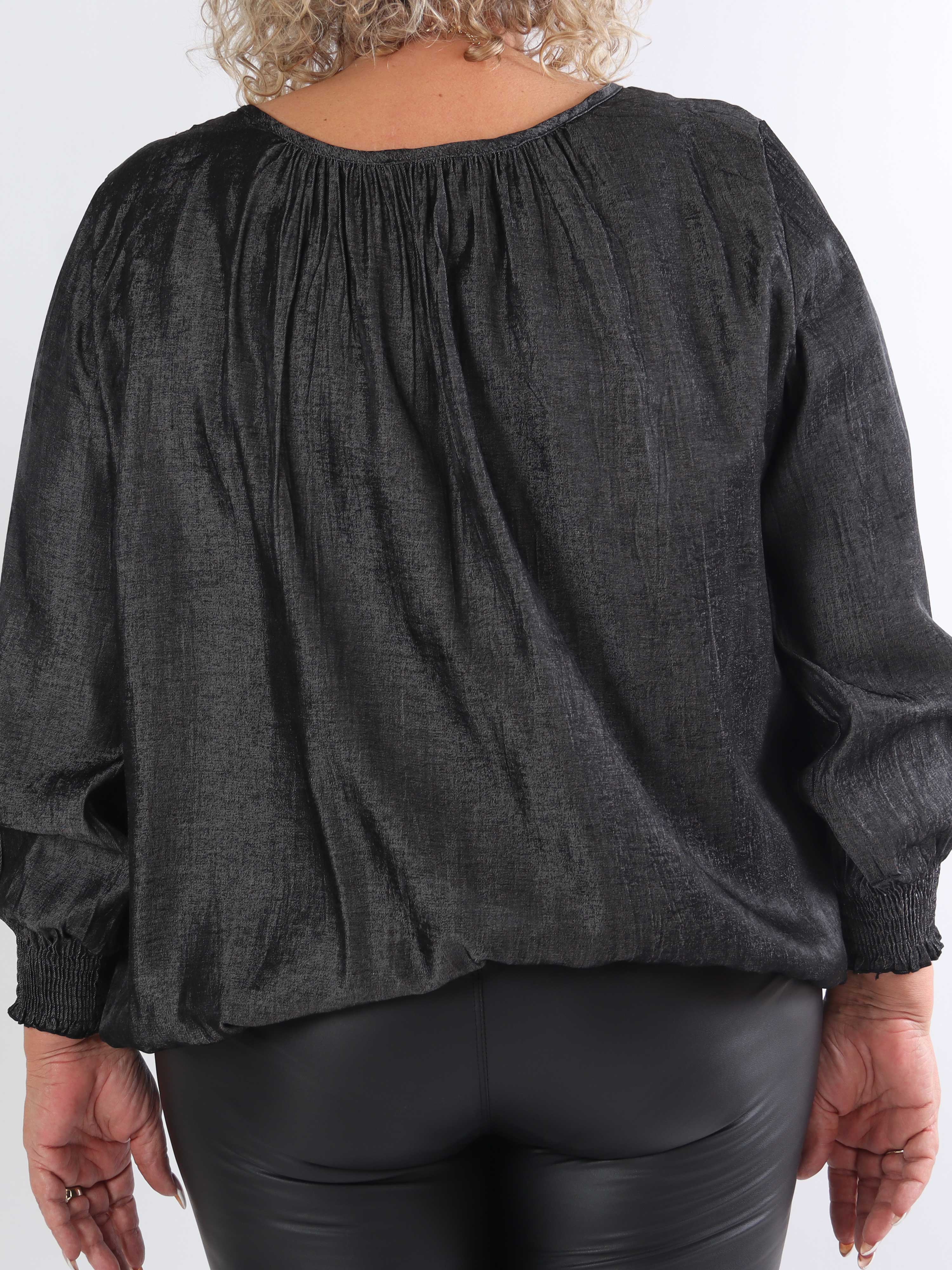 Miracle Denim Shirt L/S - Plus size bluse med elastikkant forneden