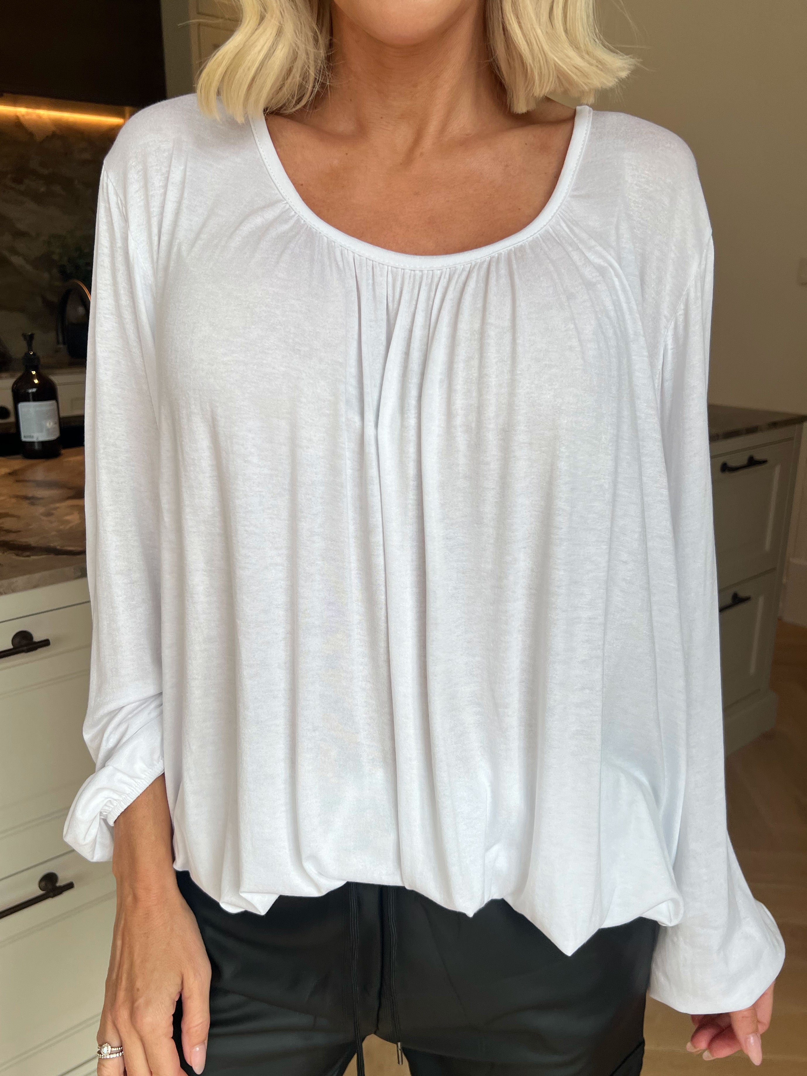 Miracle L/S - Skønneste basis bluse med elastik for enden