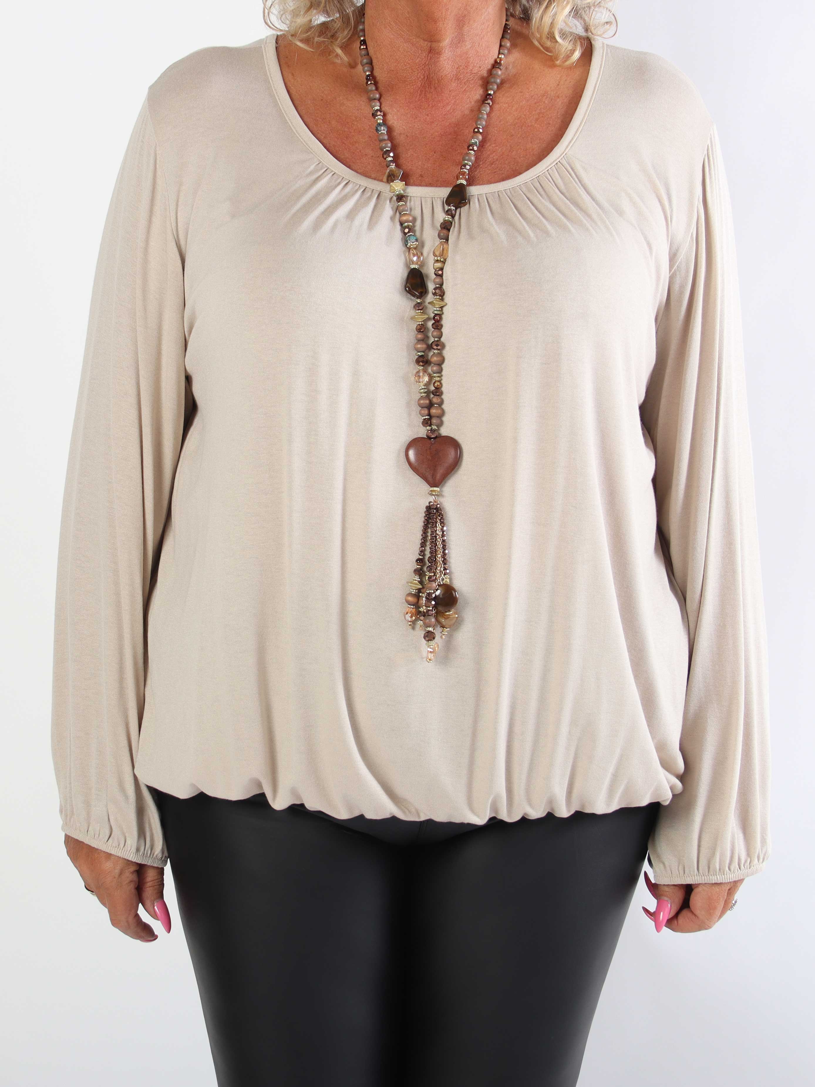 Miracle L/S - Skønneste basis plus size bluse med elastik for enden