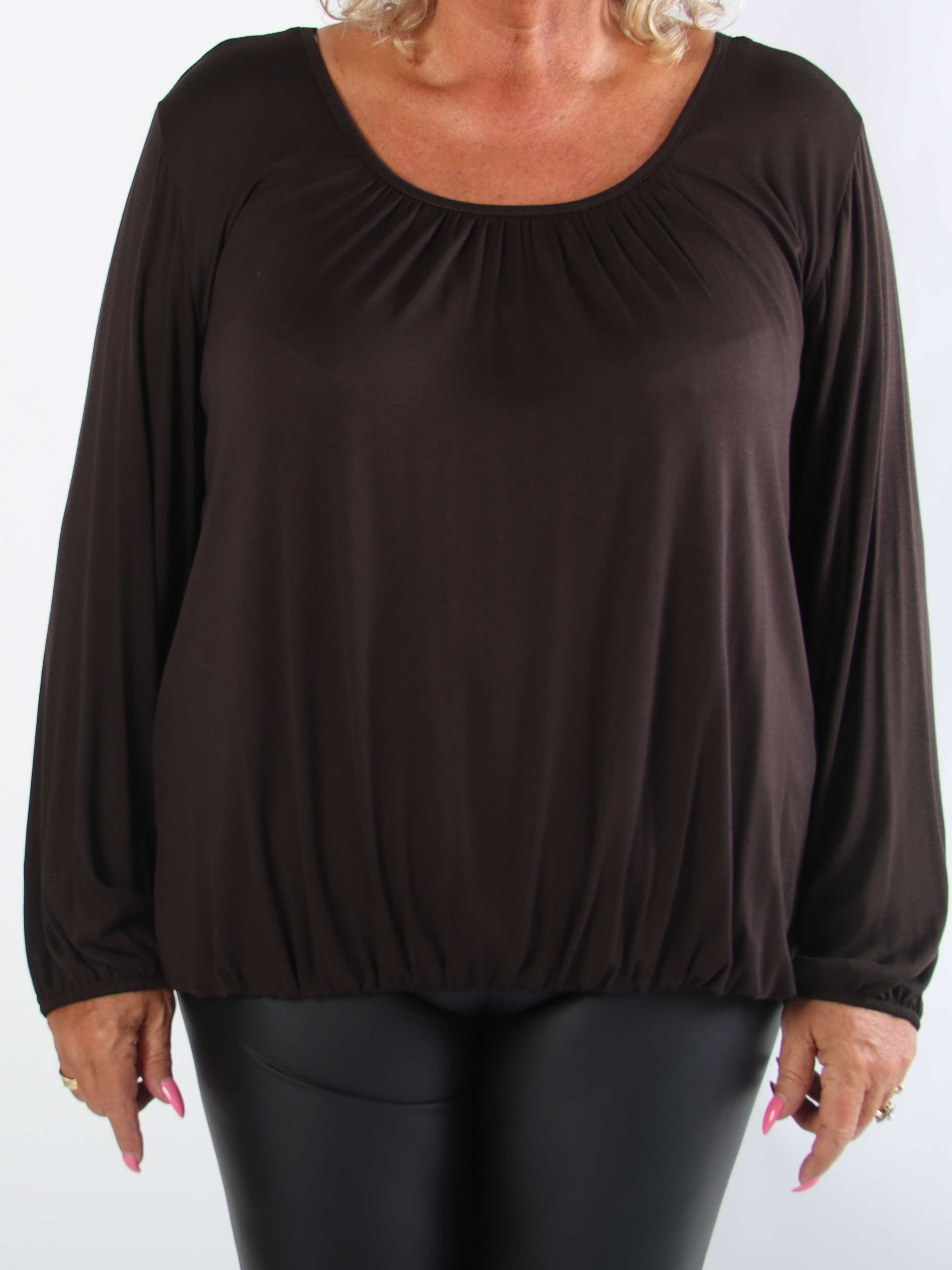 Miracle L/S - Skønneste basis plus size bluse med elastik for enden