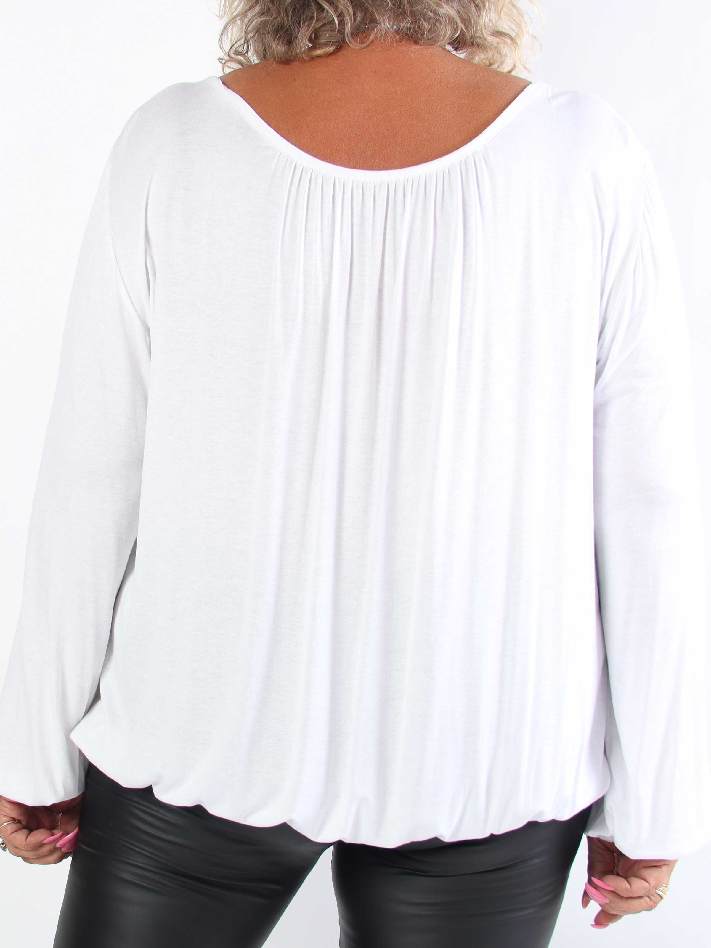 Miracle L/S - Skønneste basis plus size bluse med elastik for enden