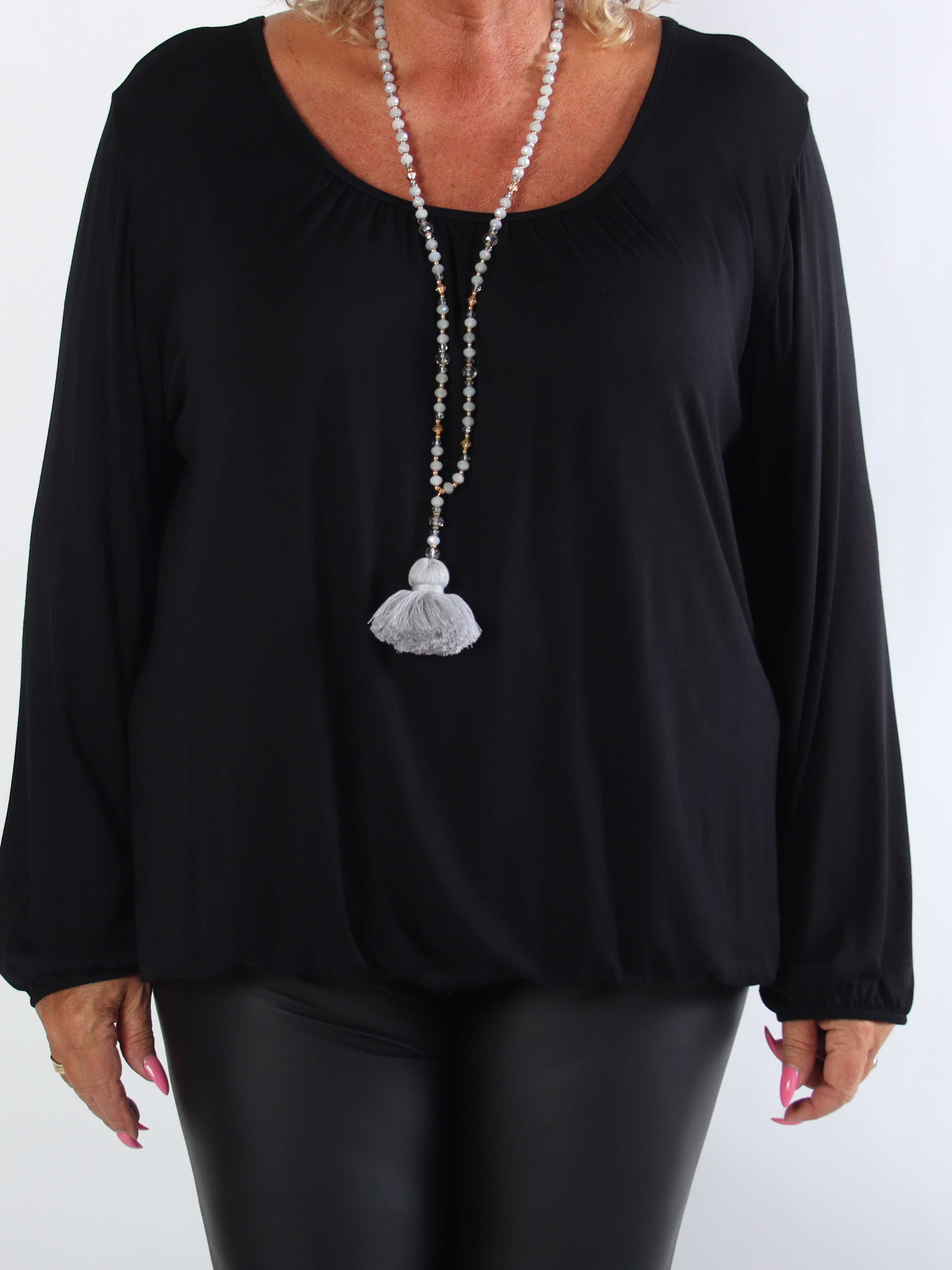 Miracle L/S - Skønneste basis plus size bluse med elastik for enden