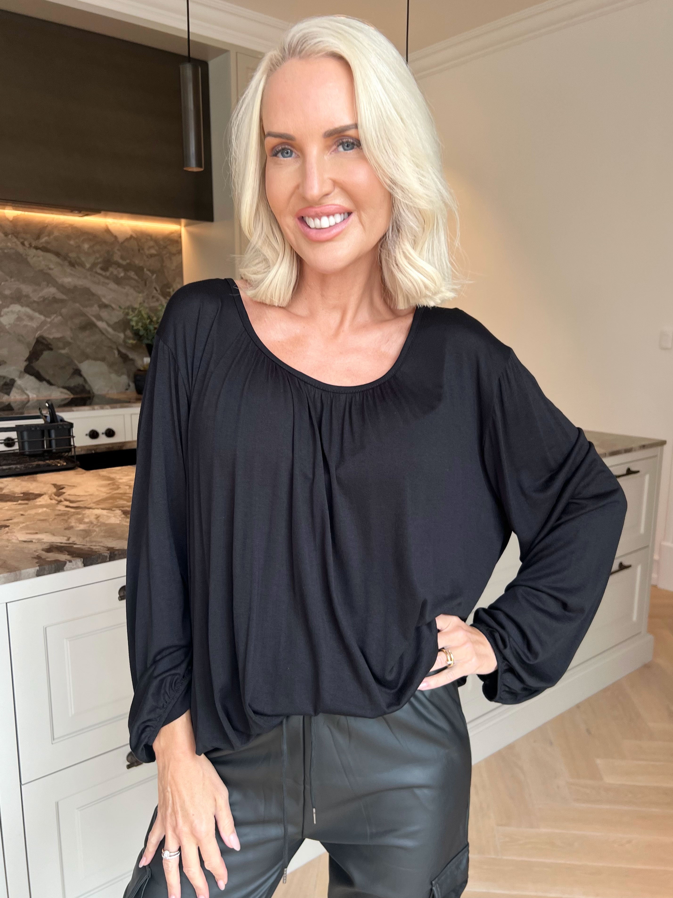 Miracle L/S - Skønneste basis bluse med elastik for enden
