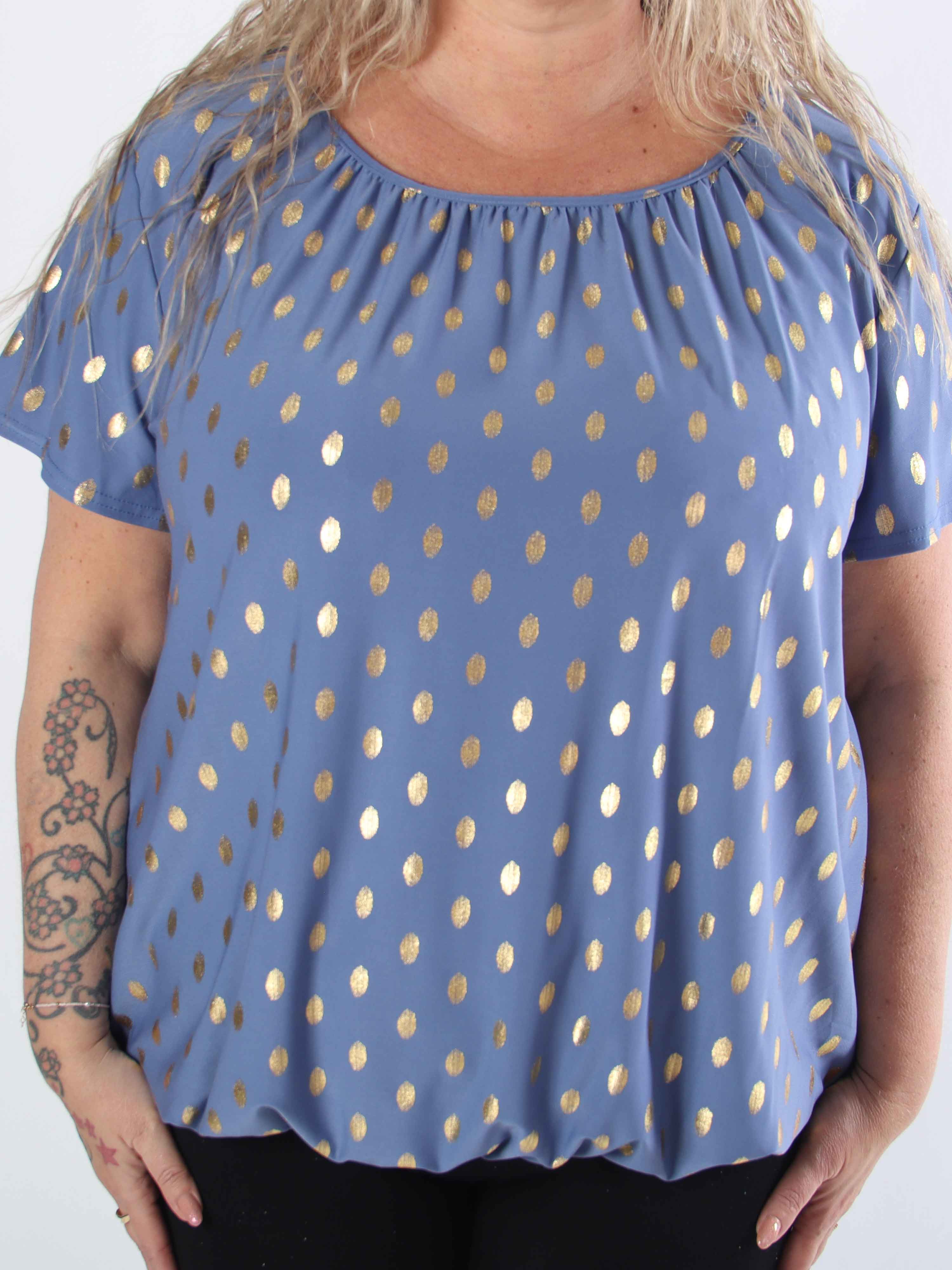 Miracle Dot T-shirt - Elastisk plus size bluse med guld dutter på