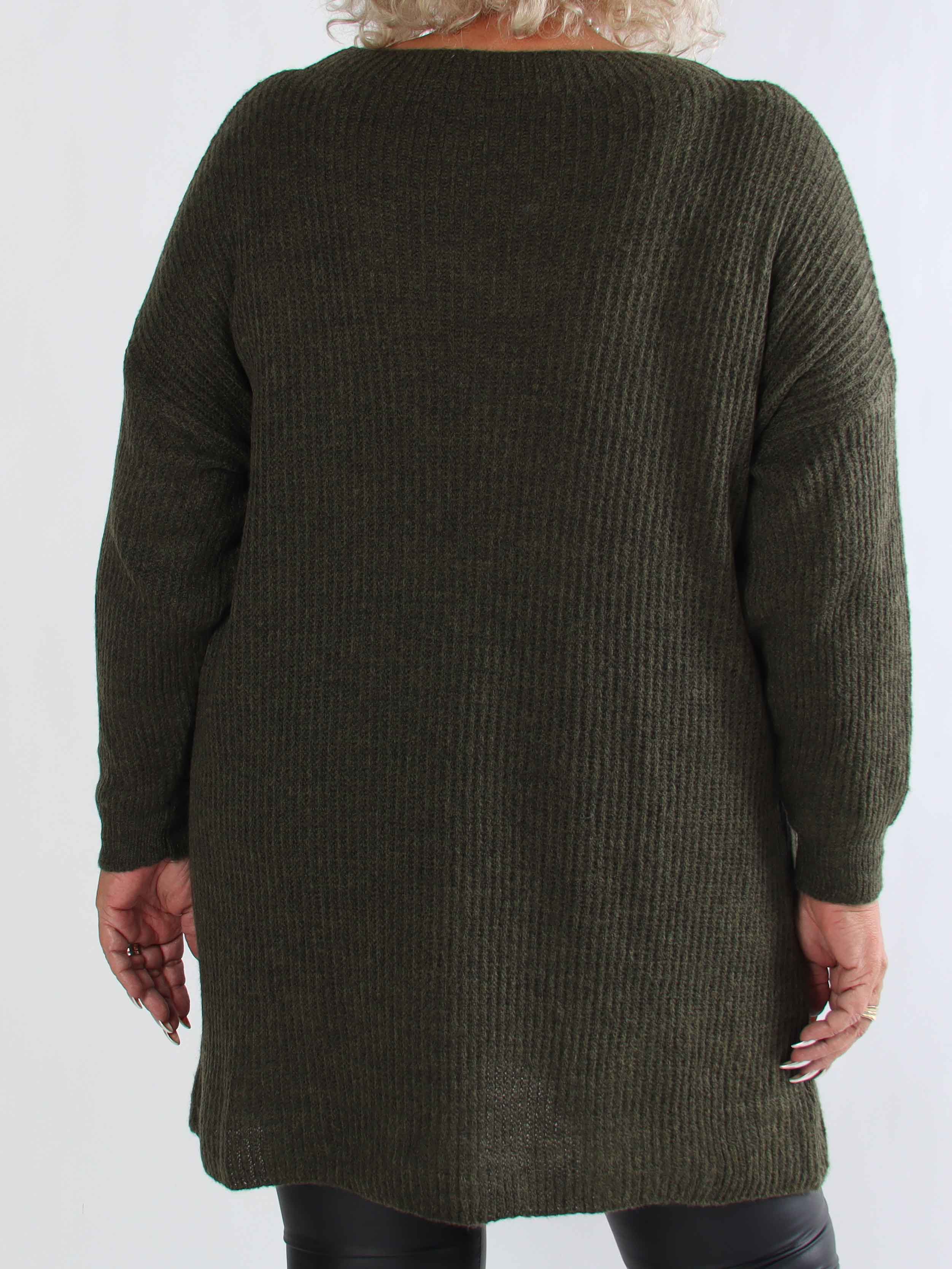 Miranda - Plus size strikkjole med lommer foran