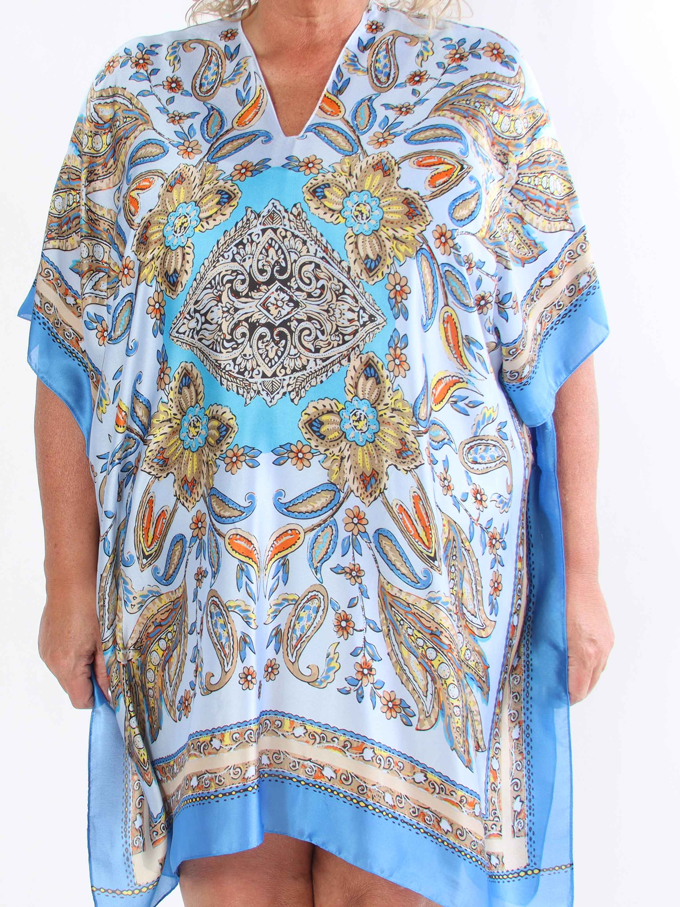 Miranda - Løs mønstret plus size tunika i blød viskose og silke