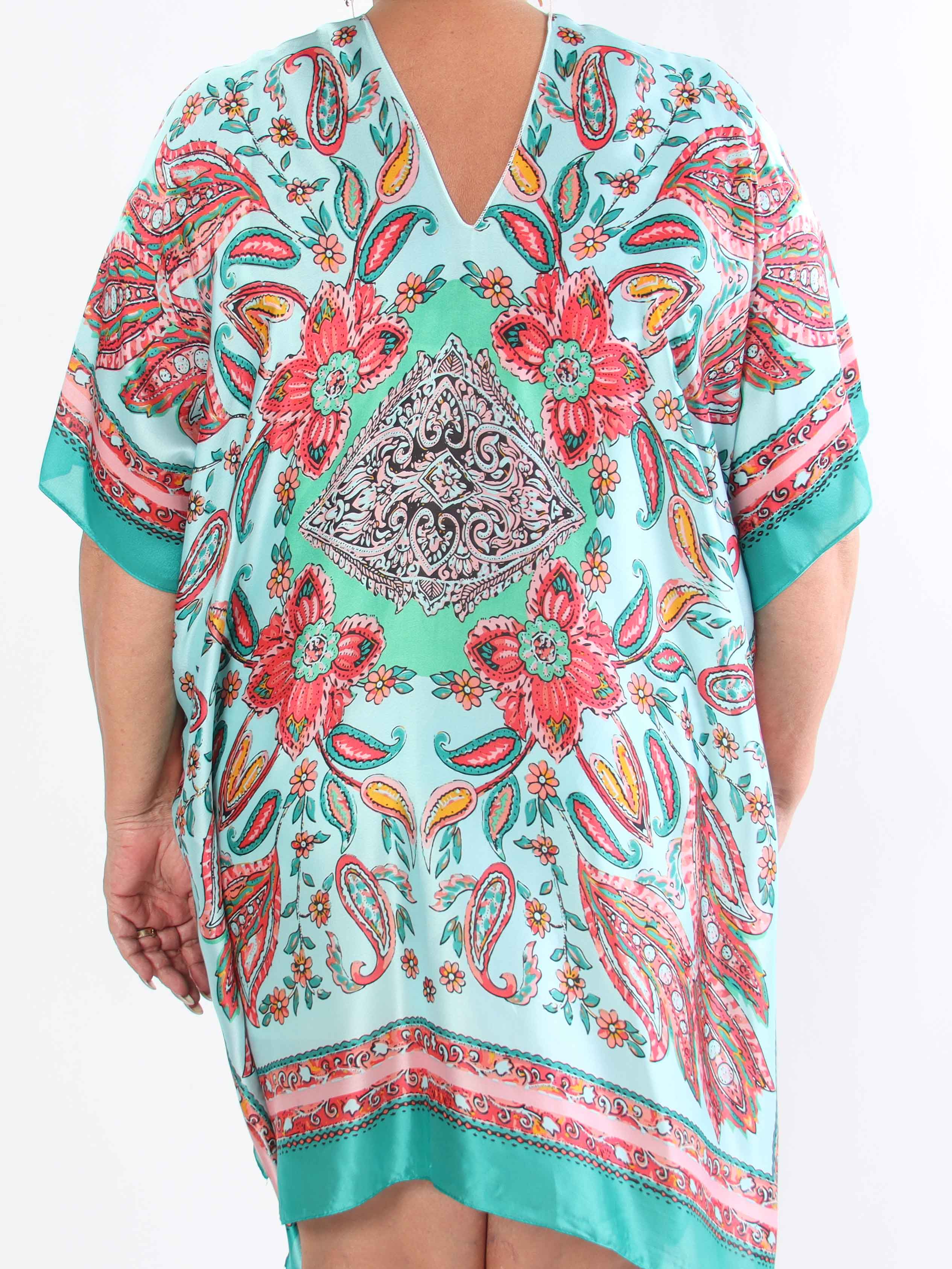 Miranda - Løs mønstret plus size tunika i blød viskose og silke