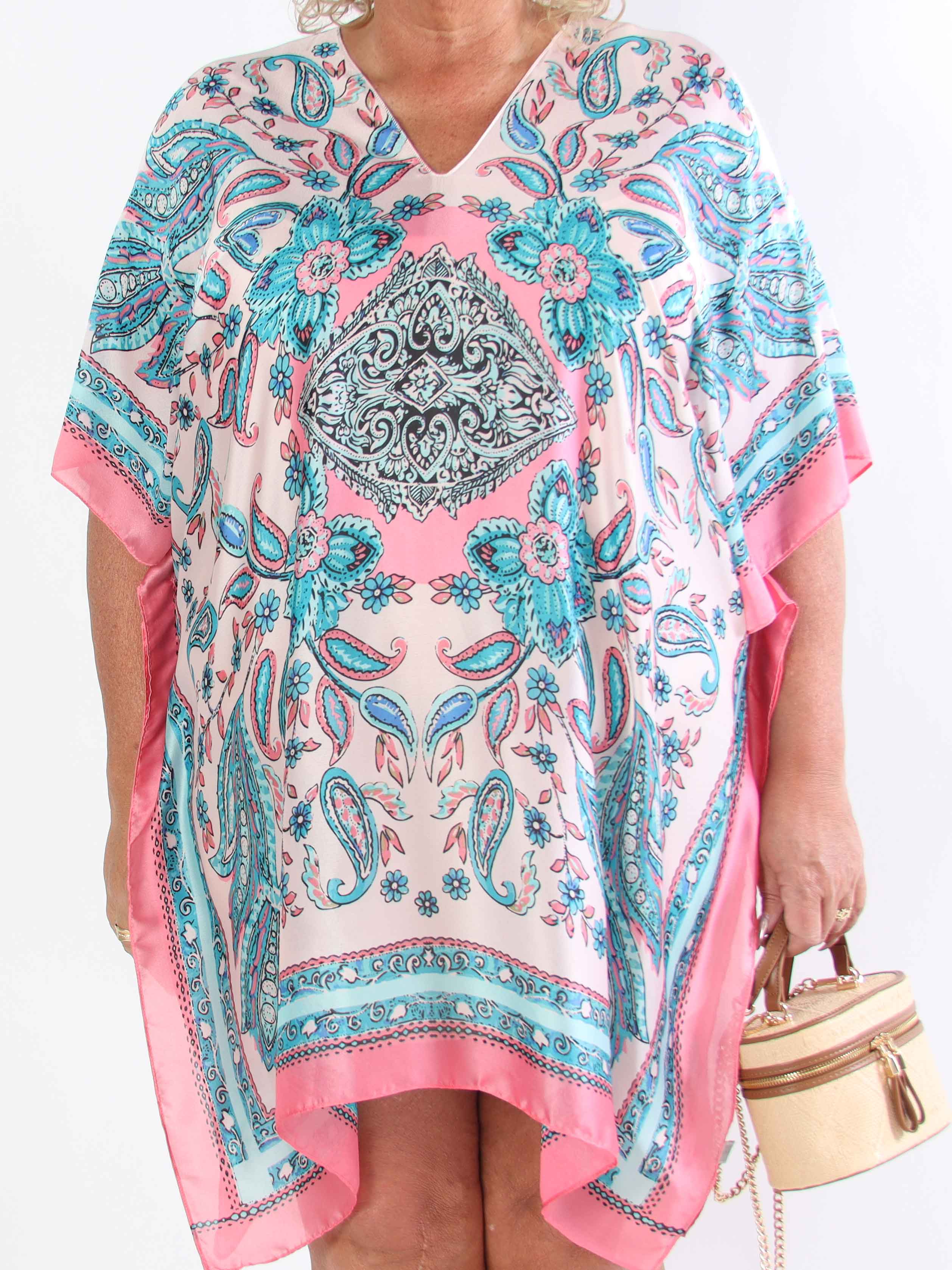 Miranda - Løs mønstret plus size tunika i blød viskose og silke