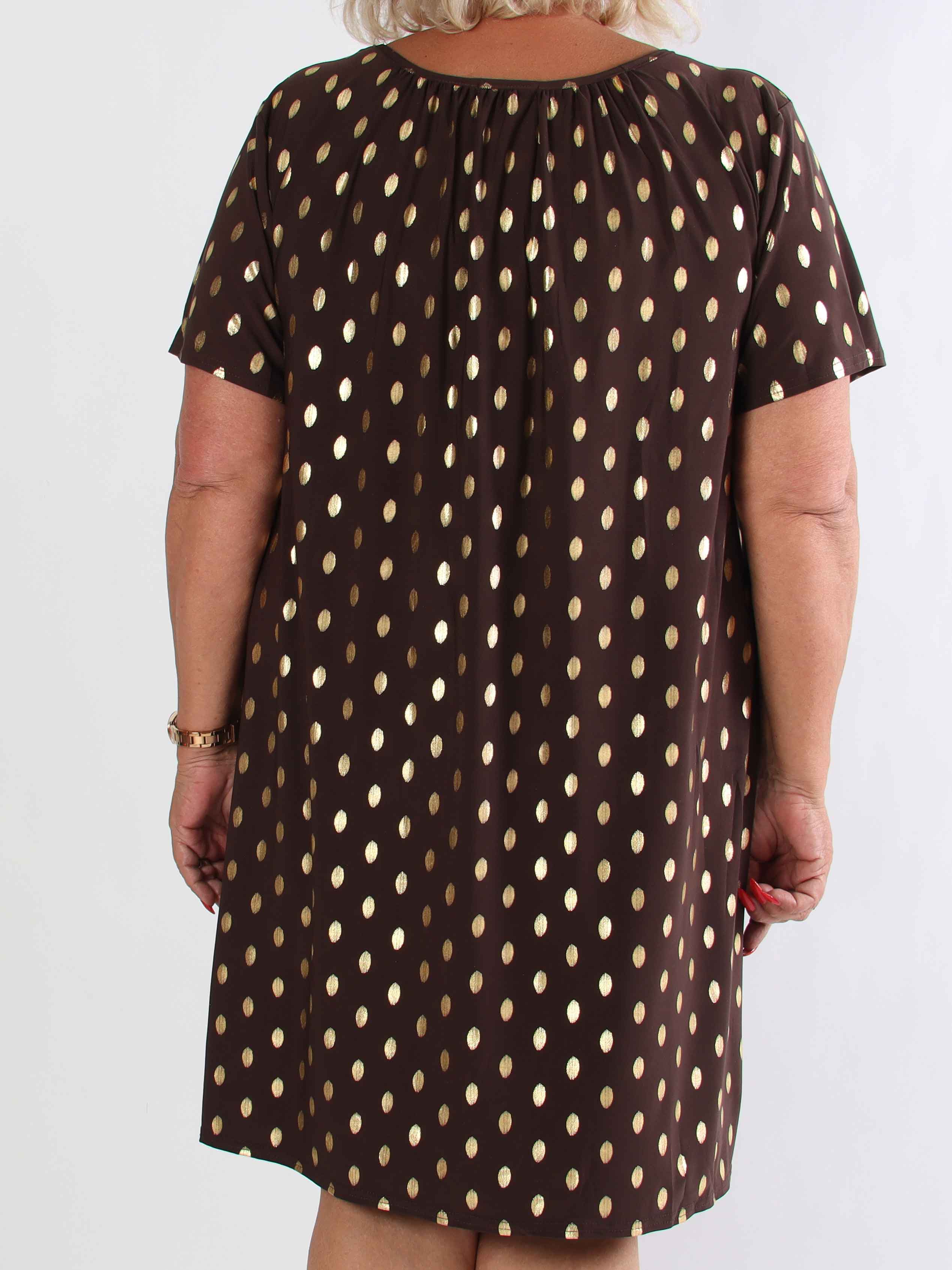 Miravi Gold - Løs kjole i elastisk stof med guld dutter