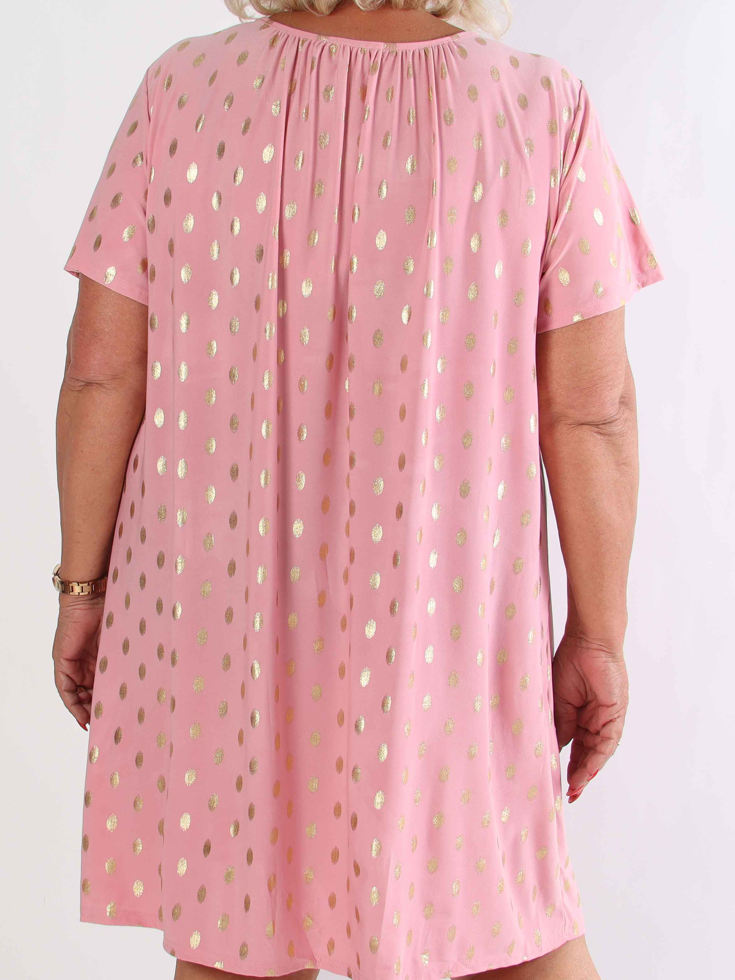 Miravi Gold - Løs kjole i elastisk stof med guld dutter