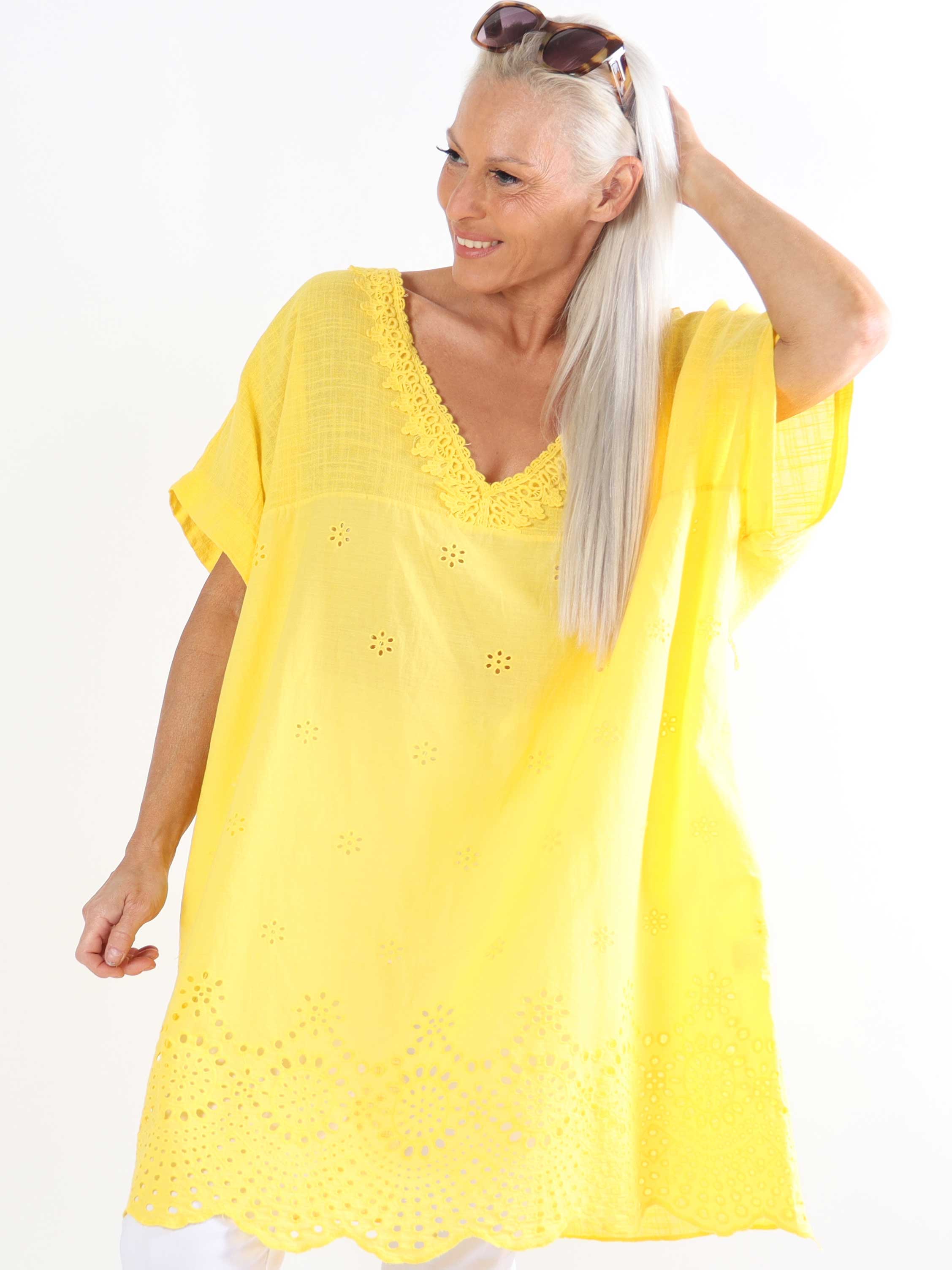 Mirina - Plus size tunika i bomuld med broderie anglaise