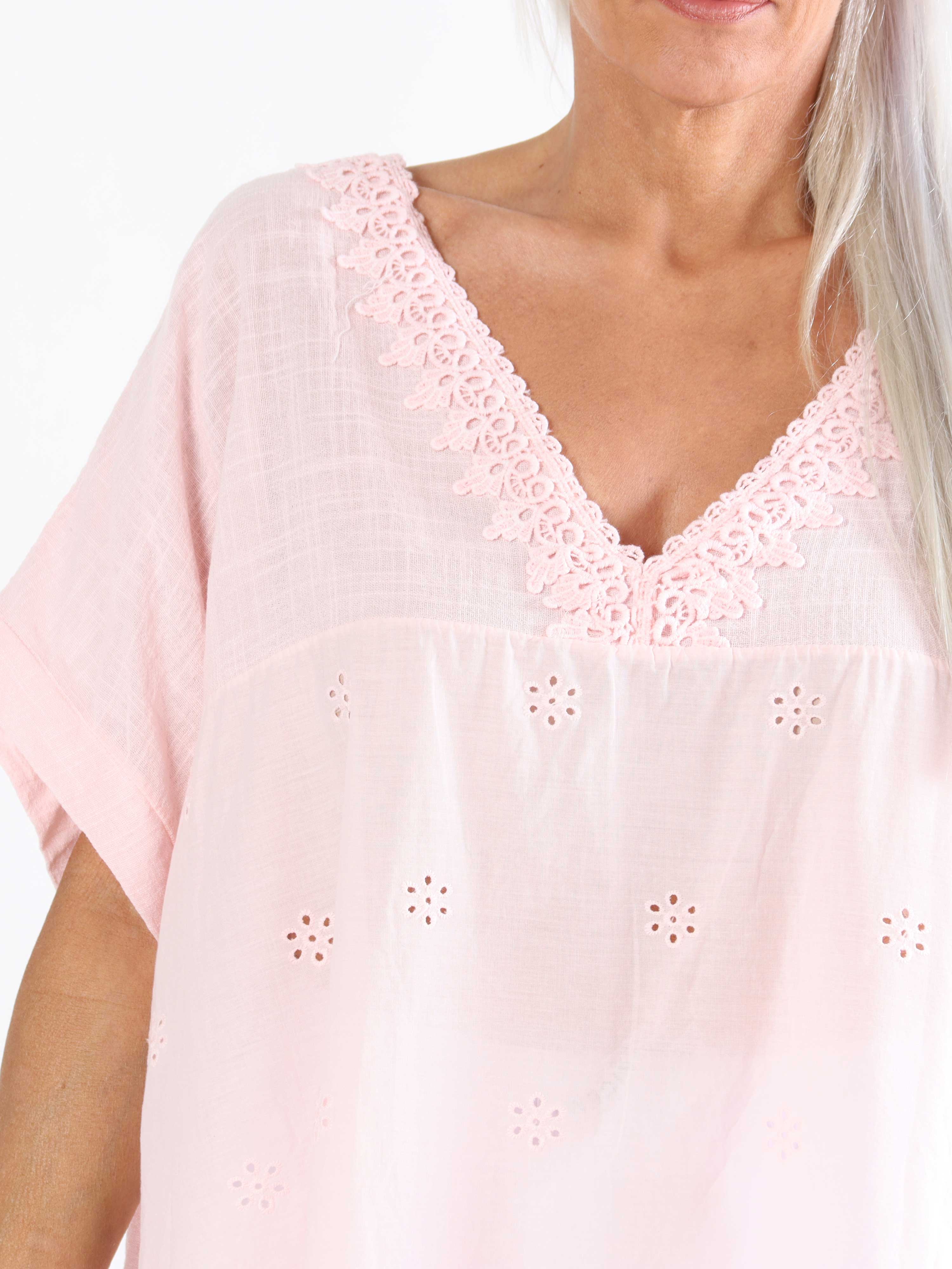 Mirina - Plus size tunika i bomuld med broderie anglaise