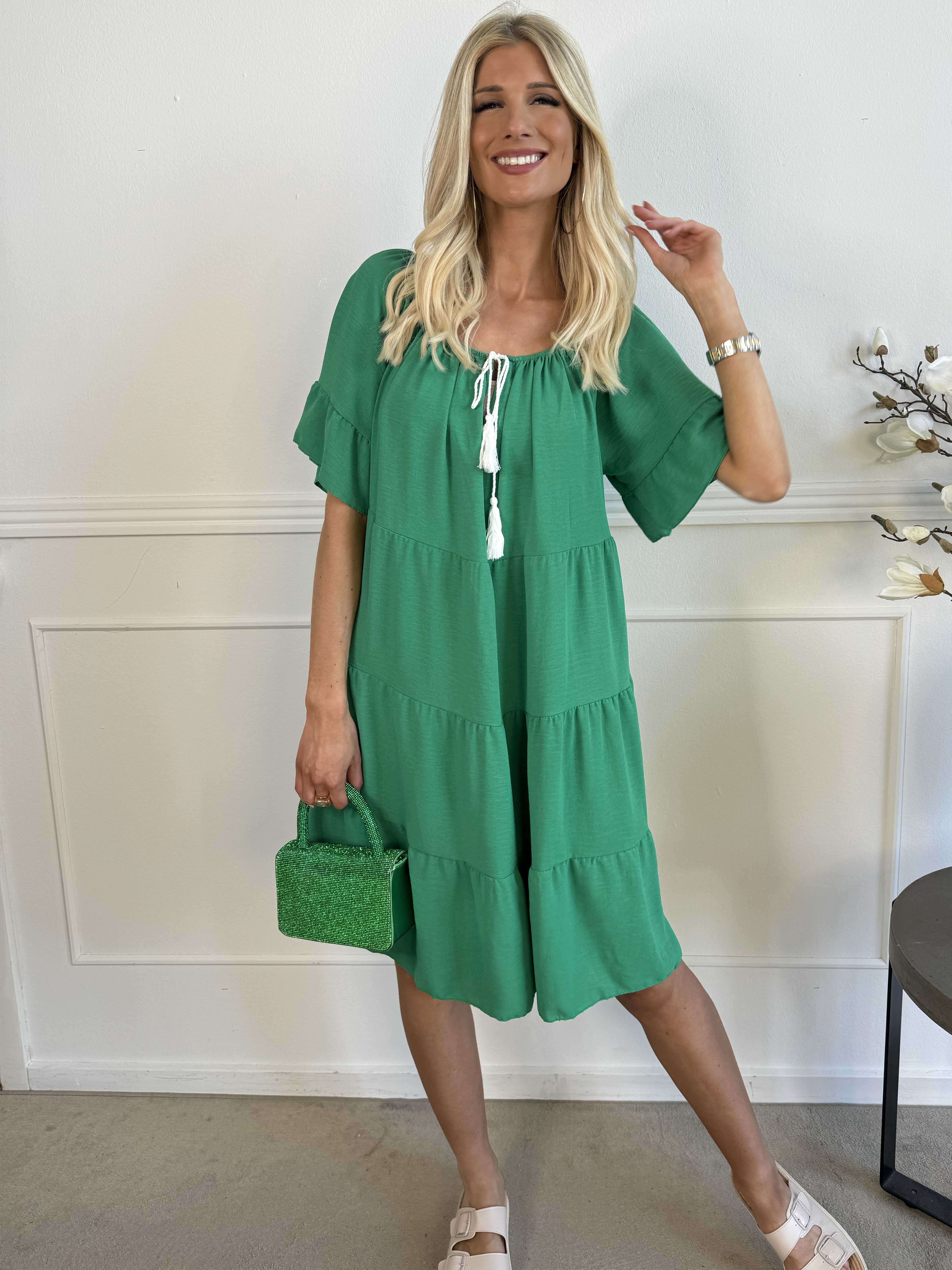 Murcia - Lag på lag kjole i viskose med elastik i udskæringen