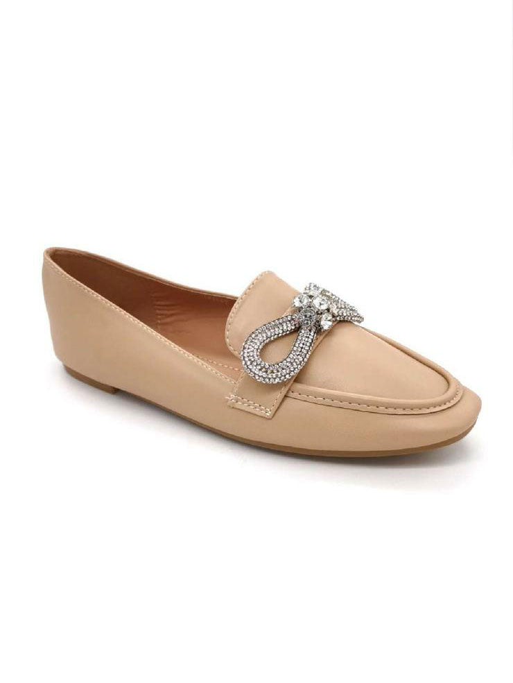 Nadia - Feminine loafers med sløjfe af similisten