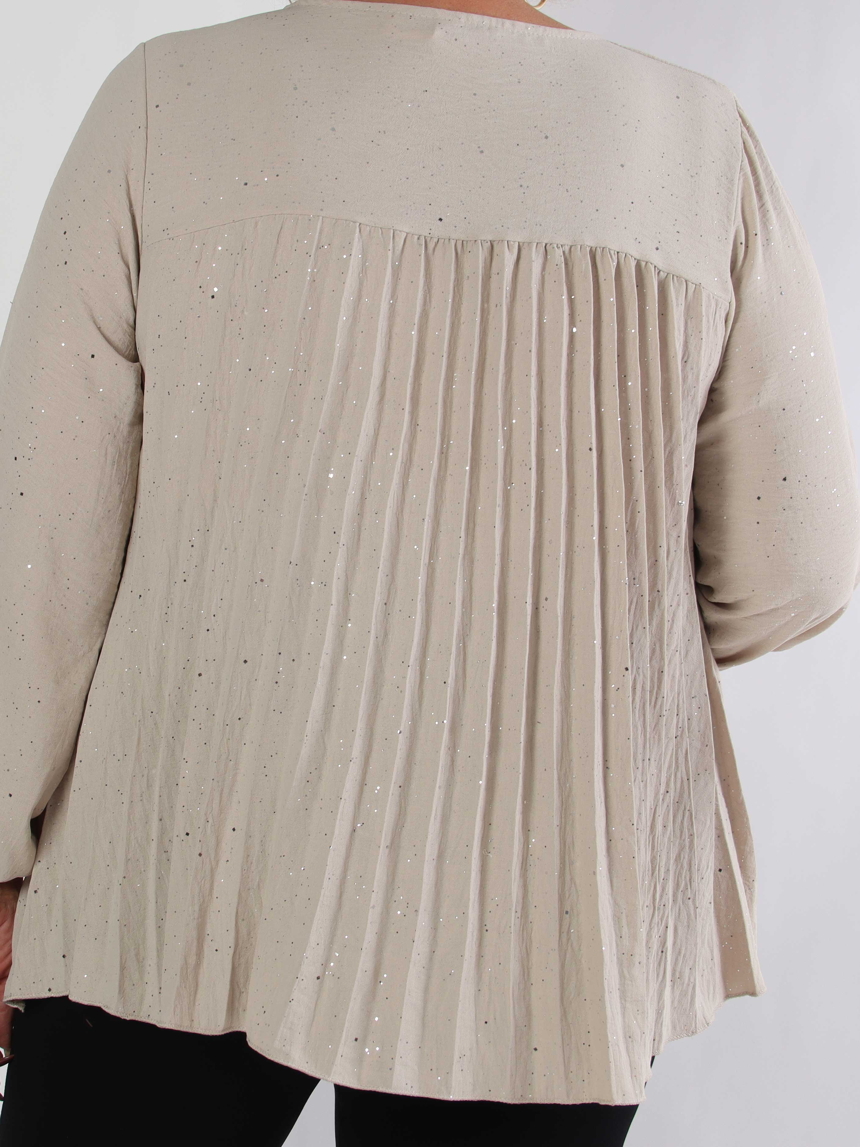 Nancy Glitter Shirt L/S - Plisseret plus size bluse med glitter