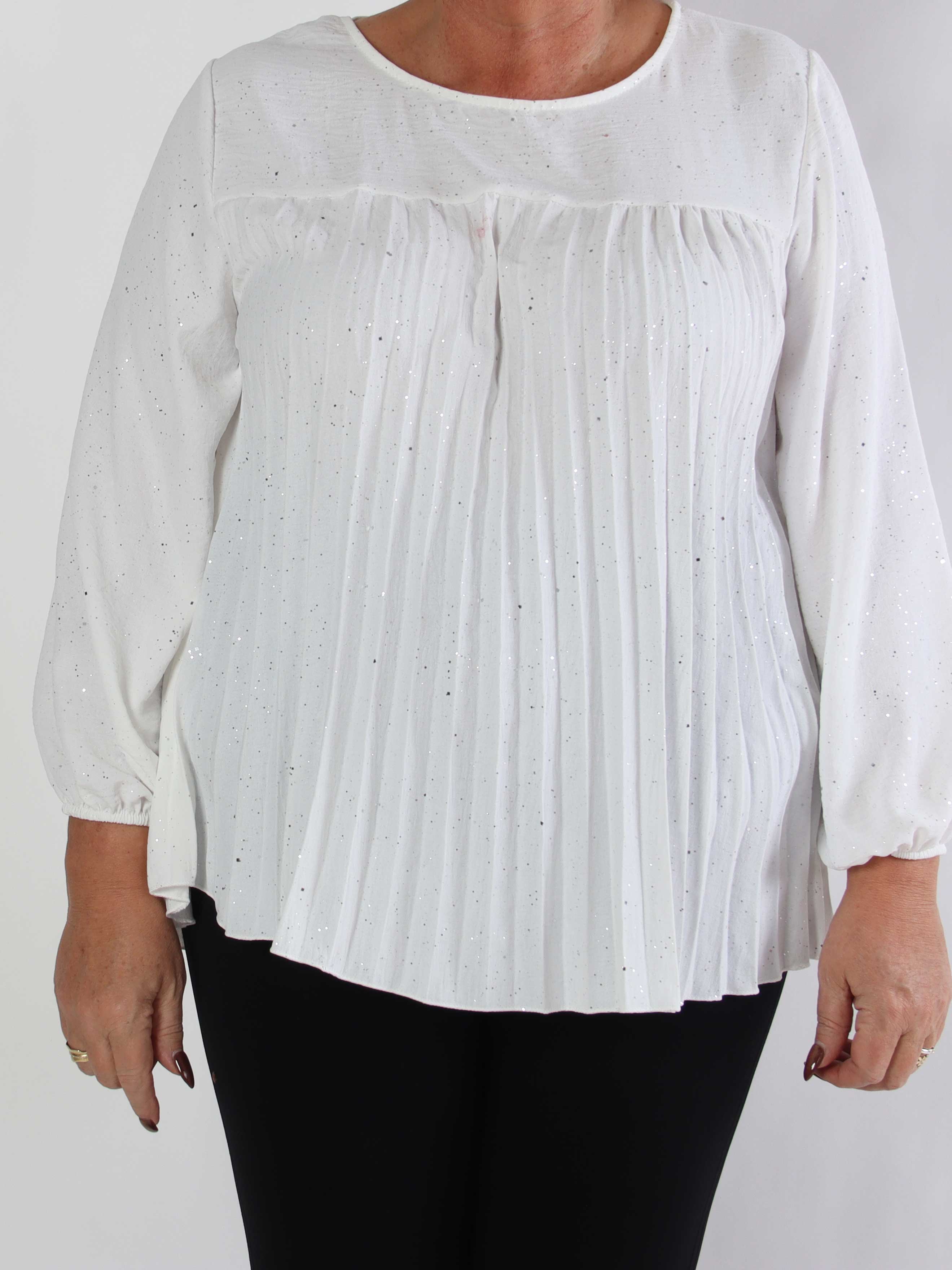 Nancy Glitter Shirt L/S - Plisseret plus size bluse med glitter