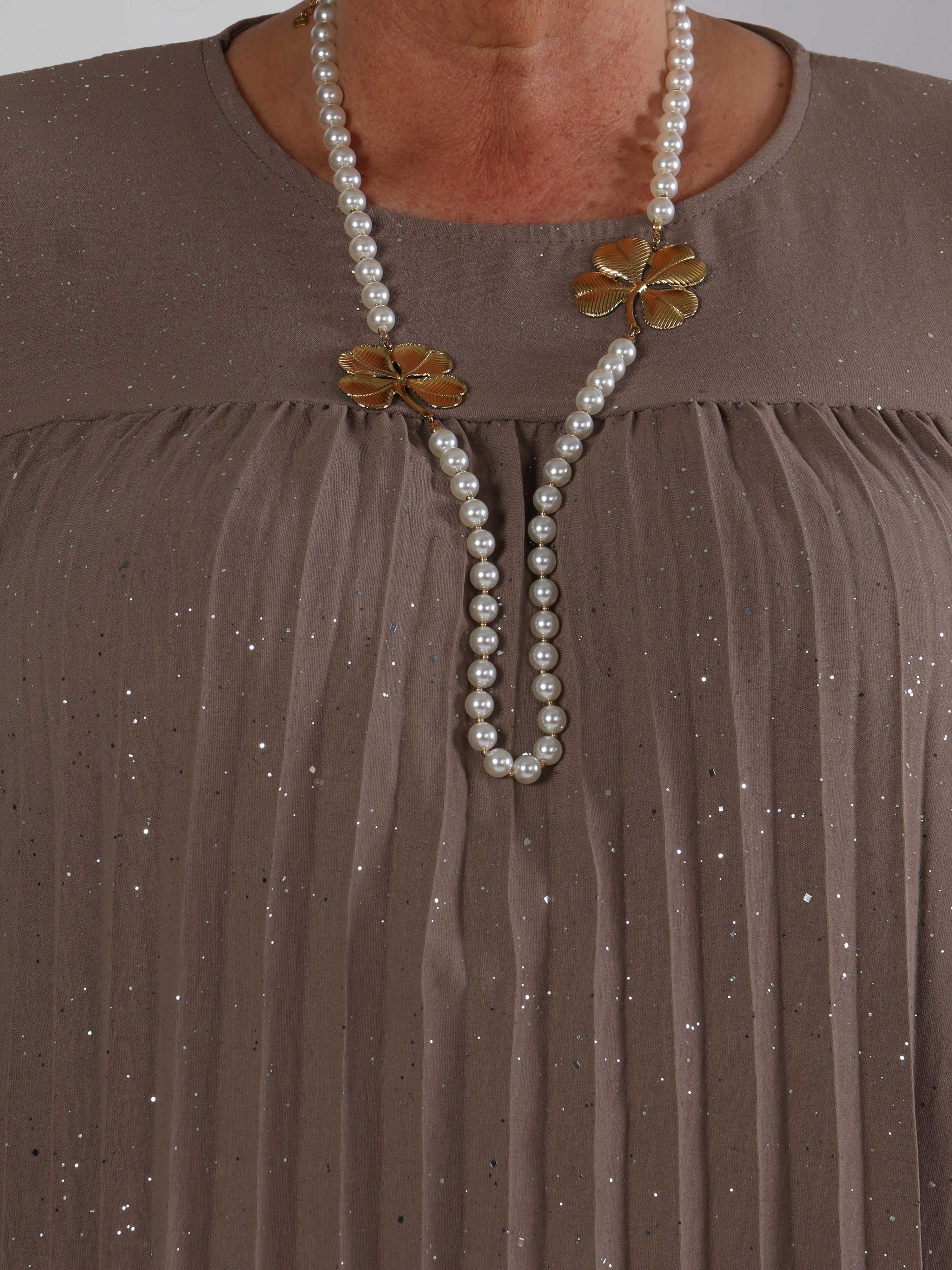 Nancy Glitter Shirt L/S - Plisseret plus size bluse med glitter