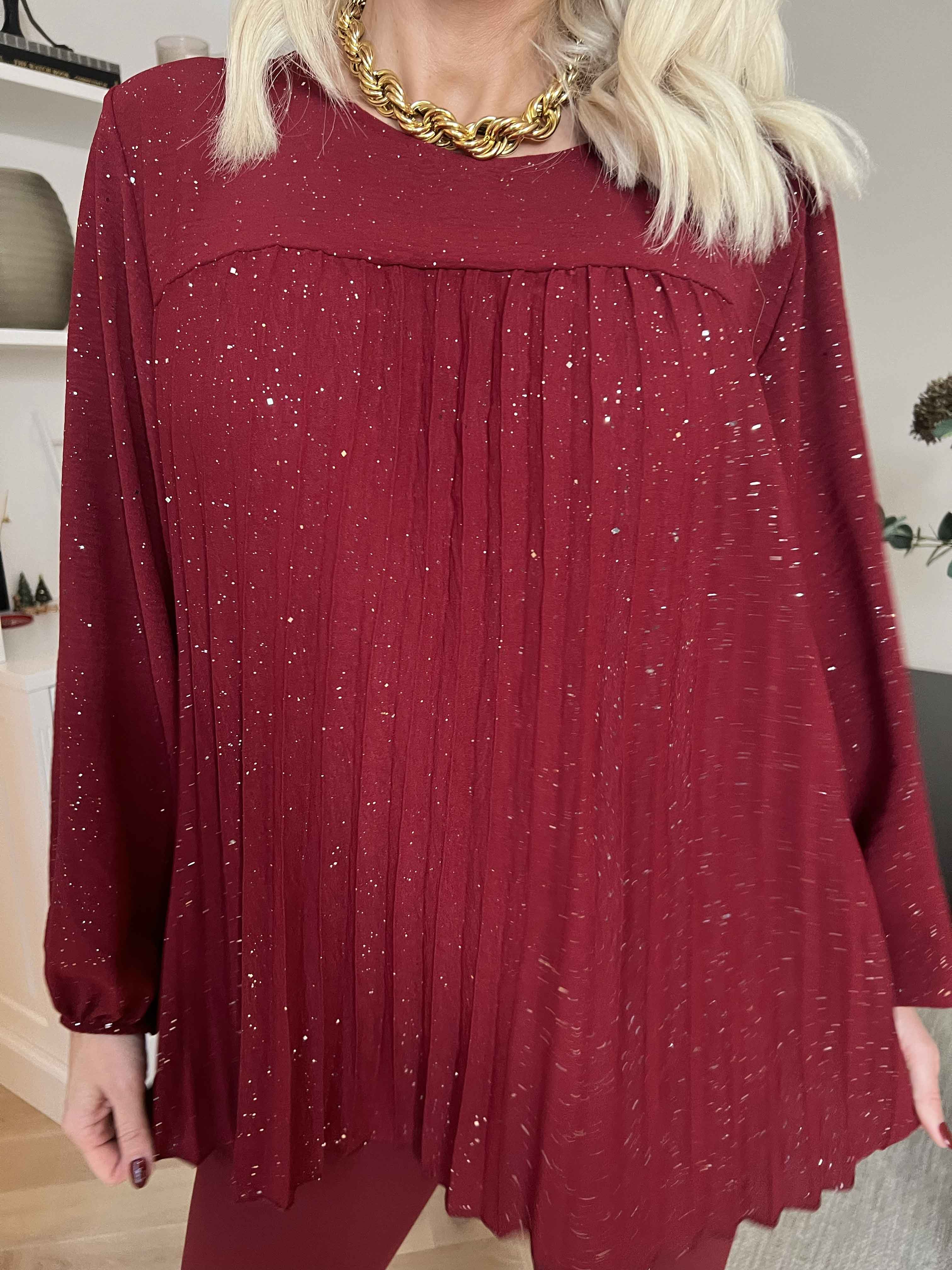 Nancy Glitter Shirt L/S - Plisseret bluse med glitter