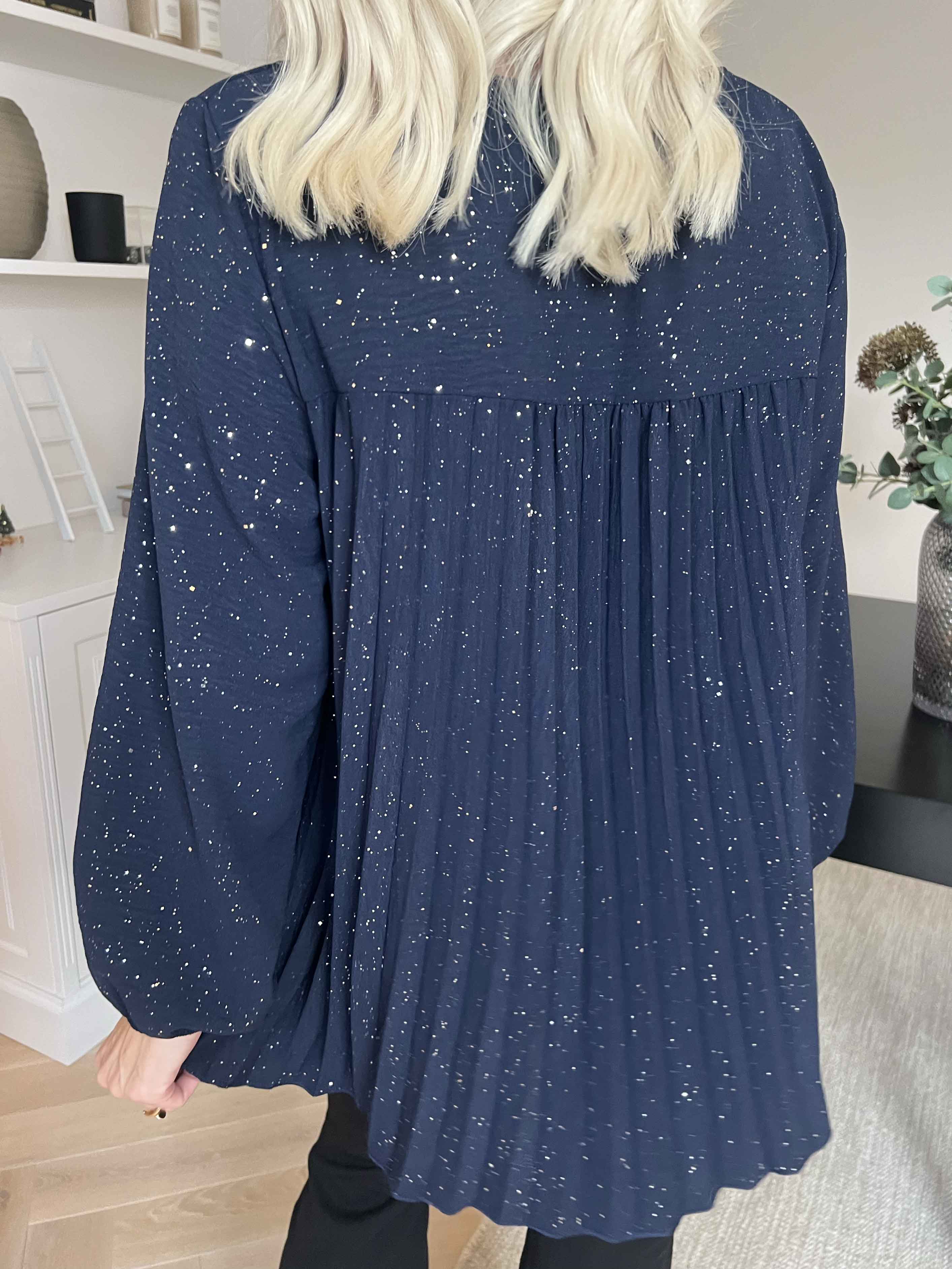 Nancy Glitter Shirt L/S - Plisseret bluse med glitter