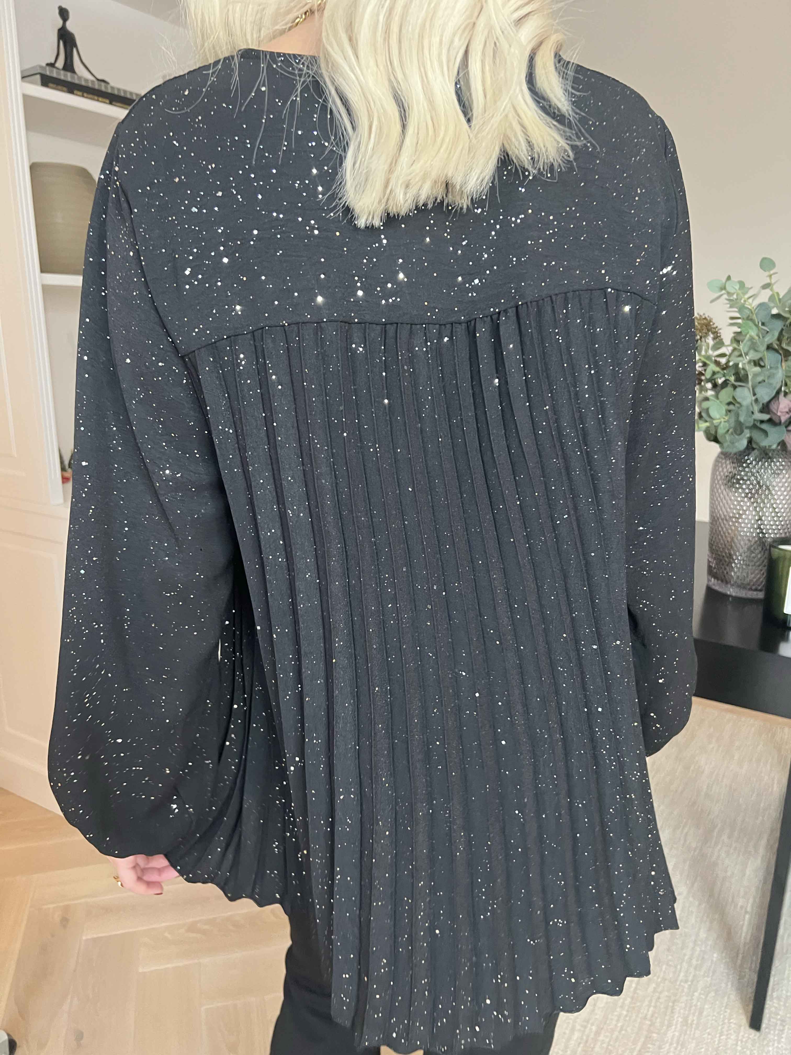 Nancy Glitter Shirt L/S - Plisseret bluse med glitter