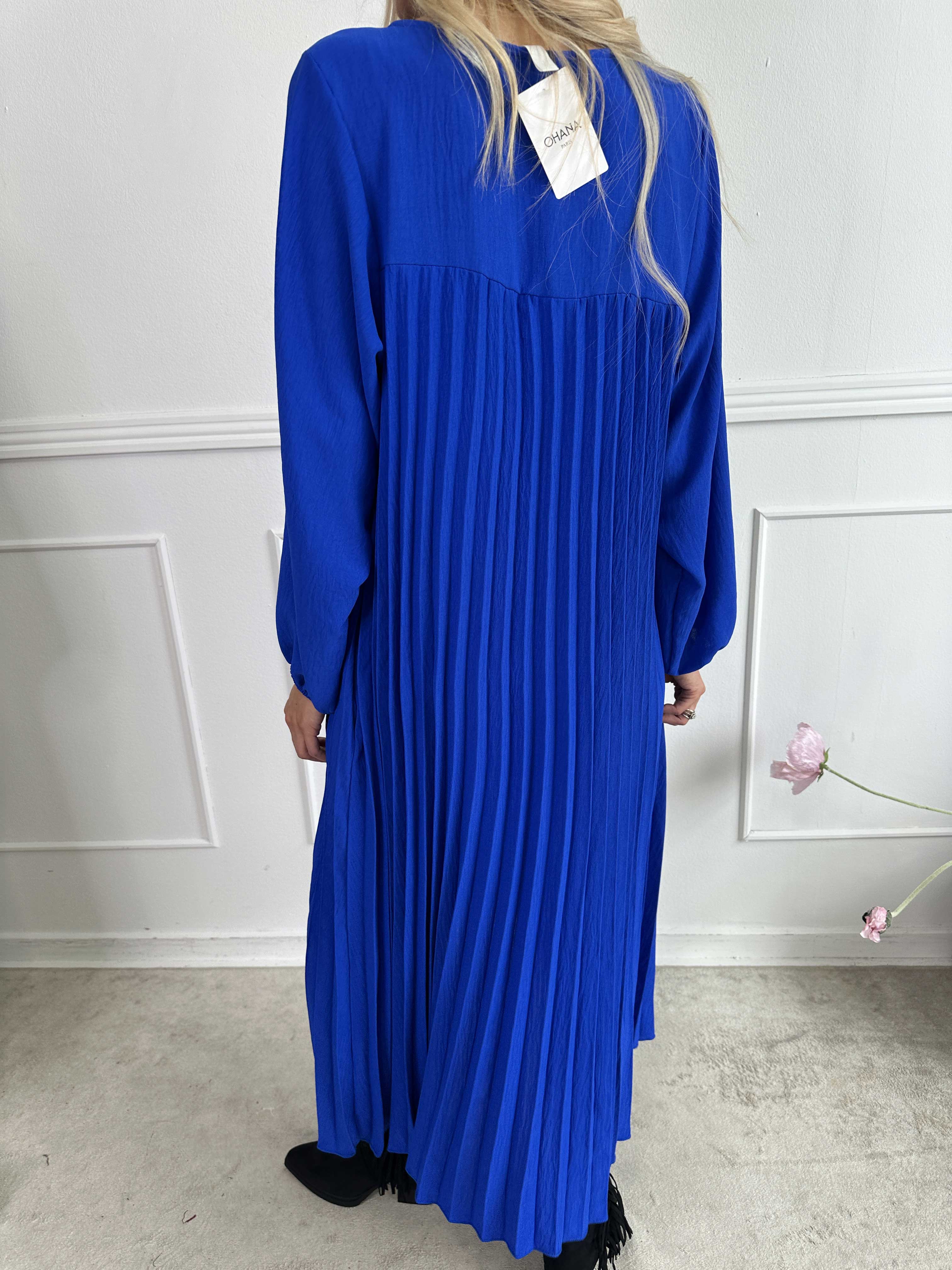 Nancy Long Sleeve - Lang kjole med plisseringer og lommer