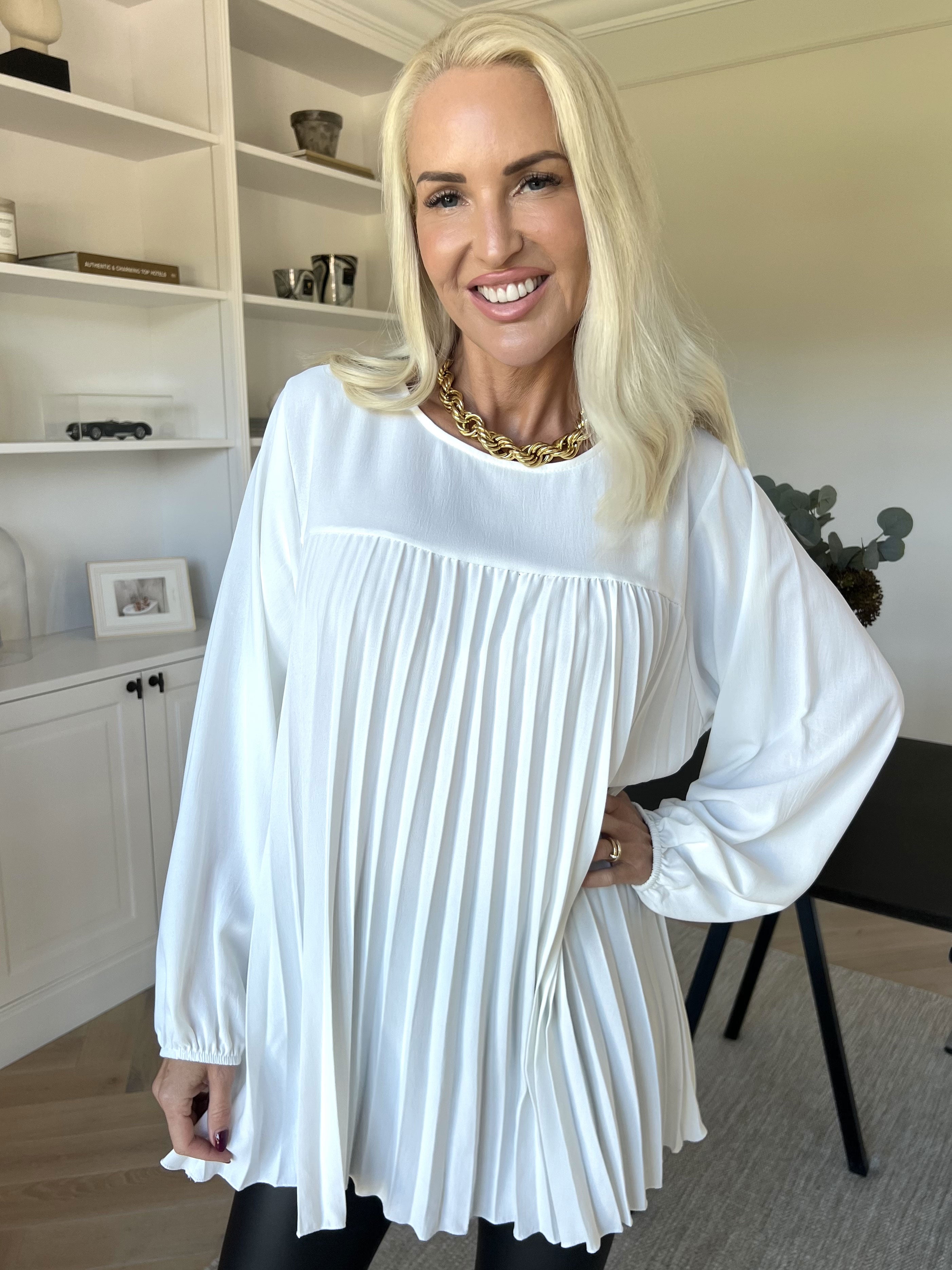 Nancy Shirt L/S - Sød bluse med plisseringer