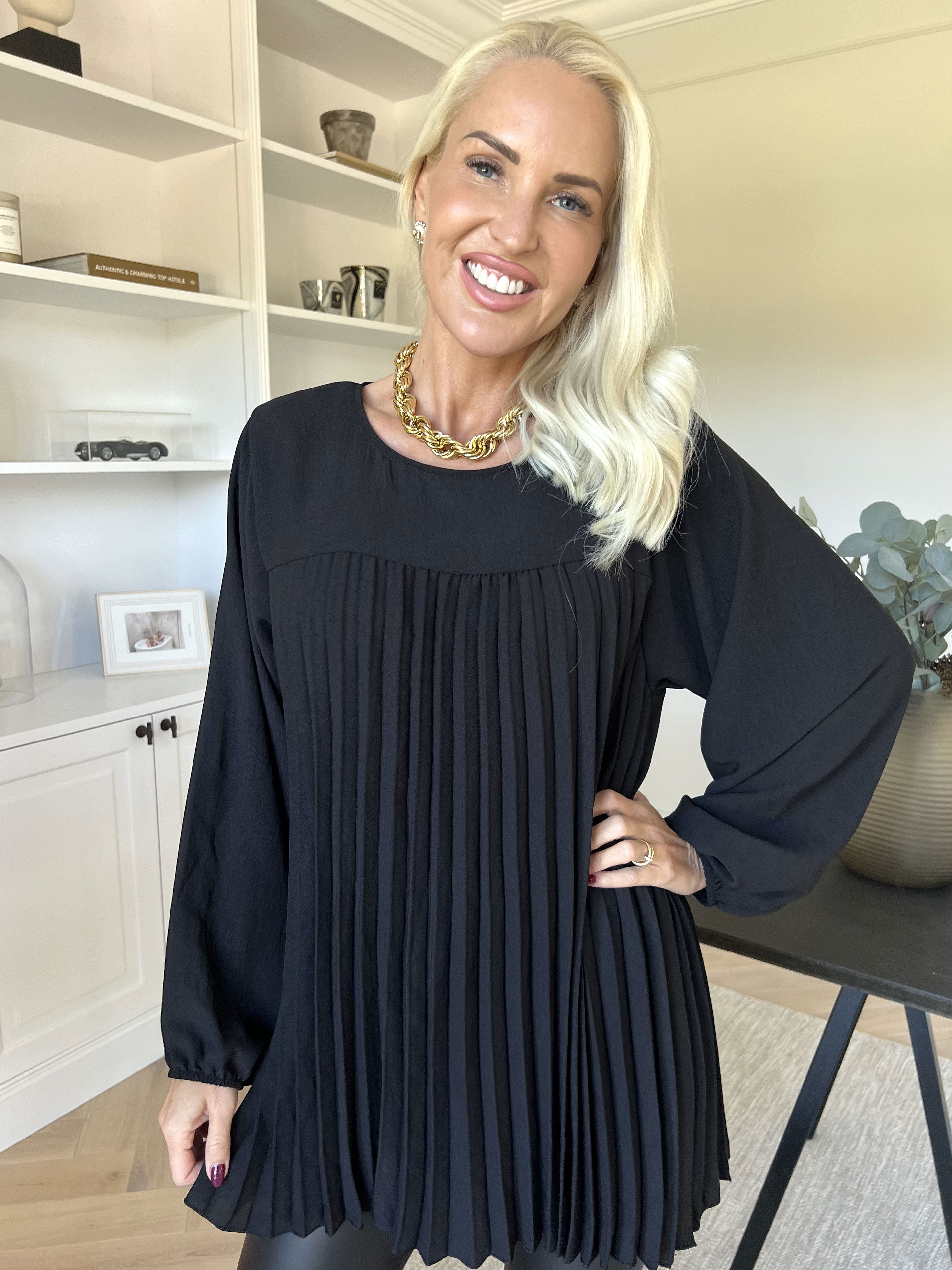 Nancy Shirt L/S - Sød bluse med plisseringer