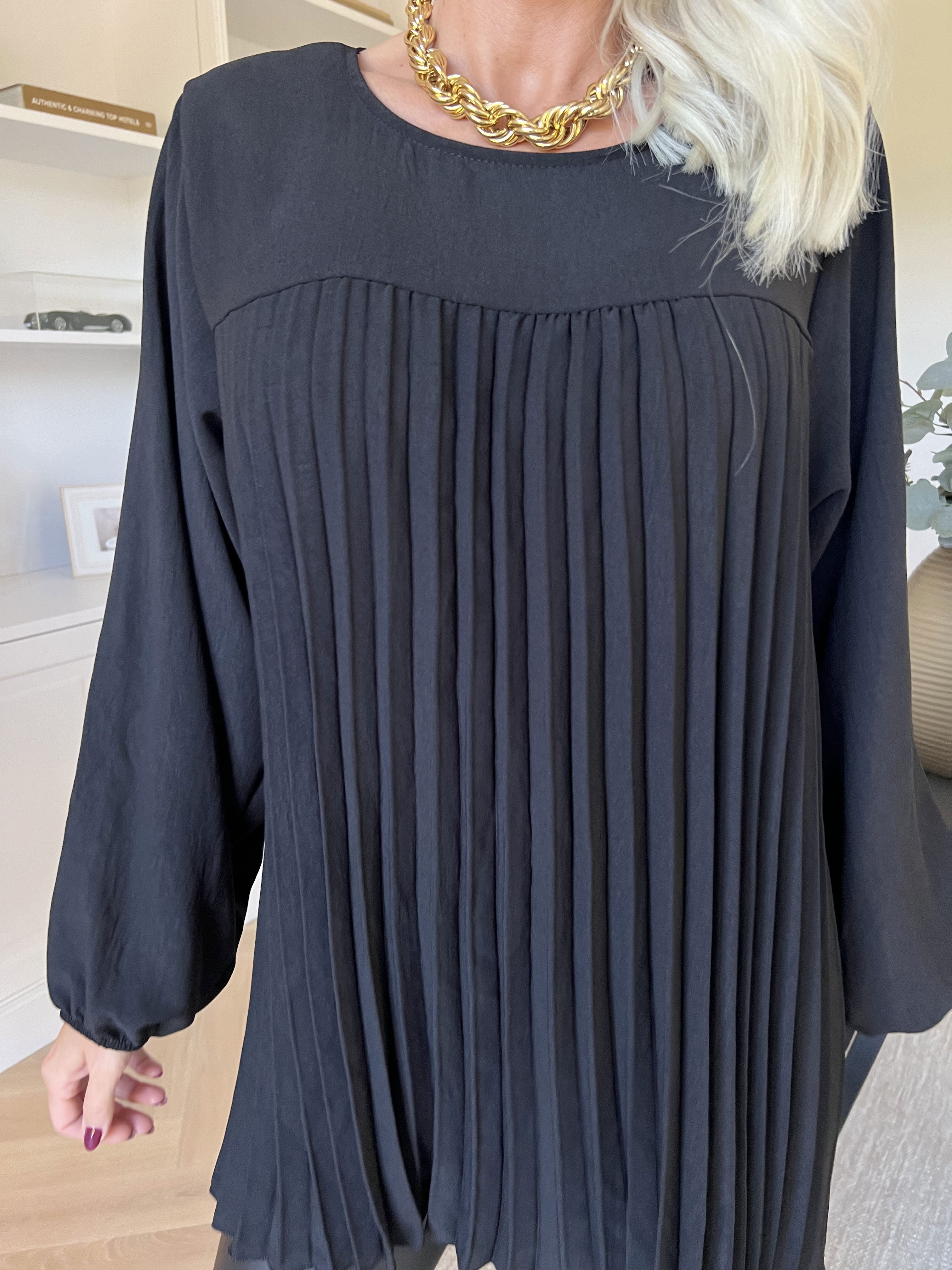 Nancy Shirt L/S - Sød bluse med plisseringer