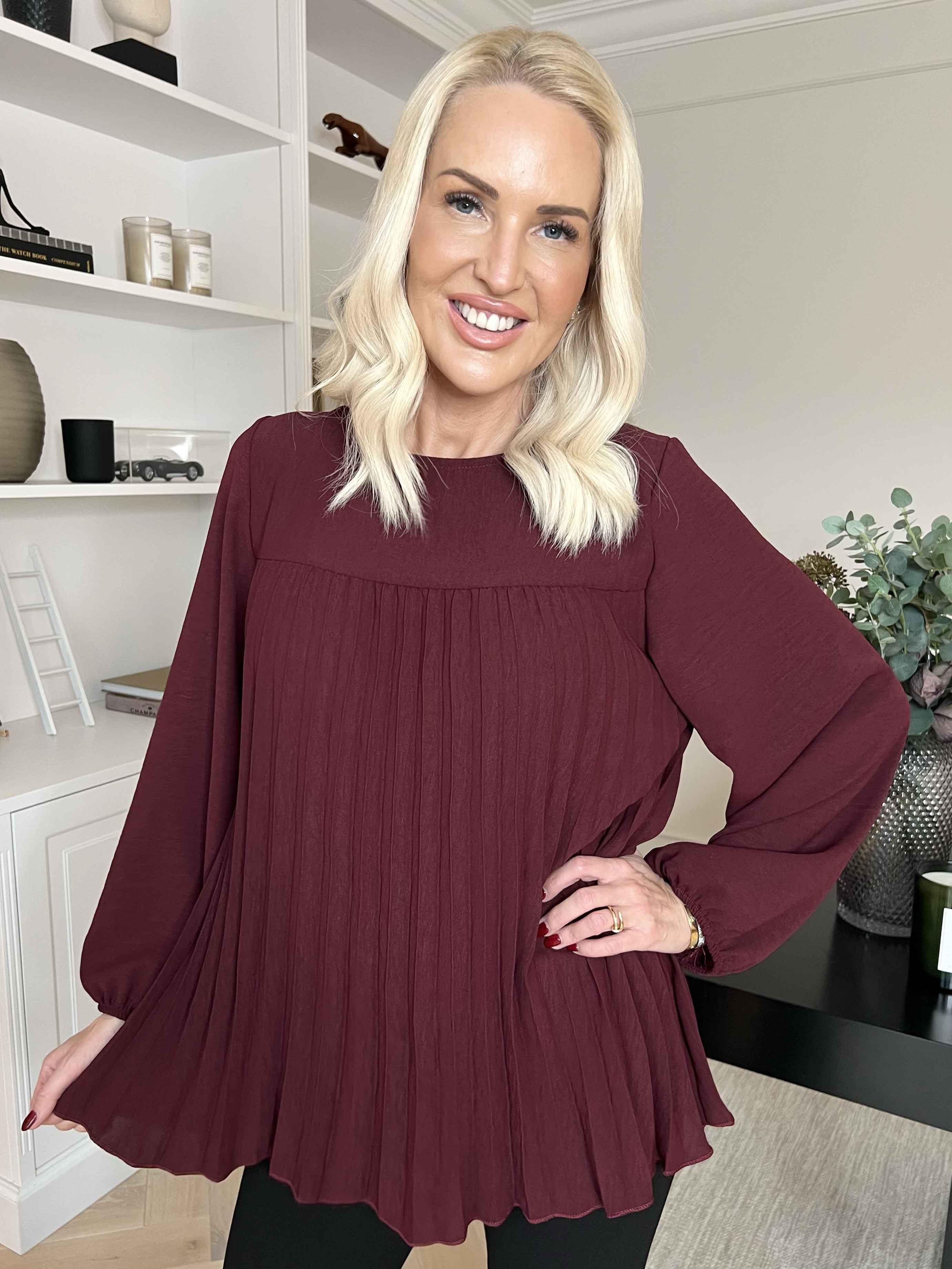 Nancy Shirt L/S - Sød bluse med plisseringer