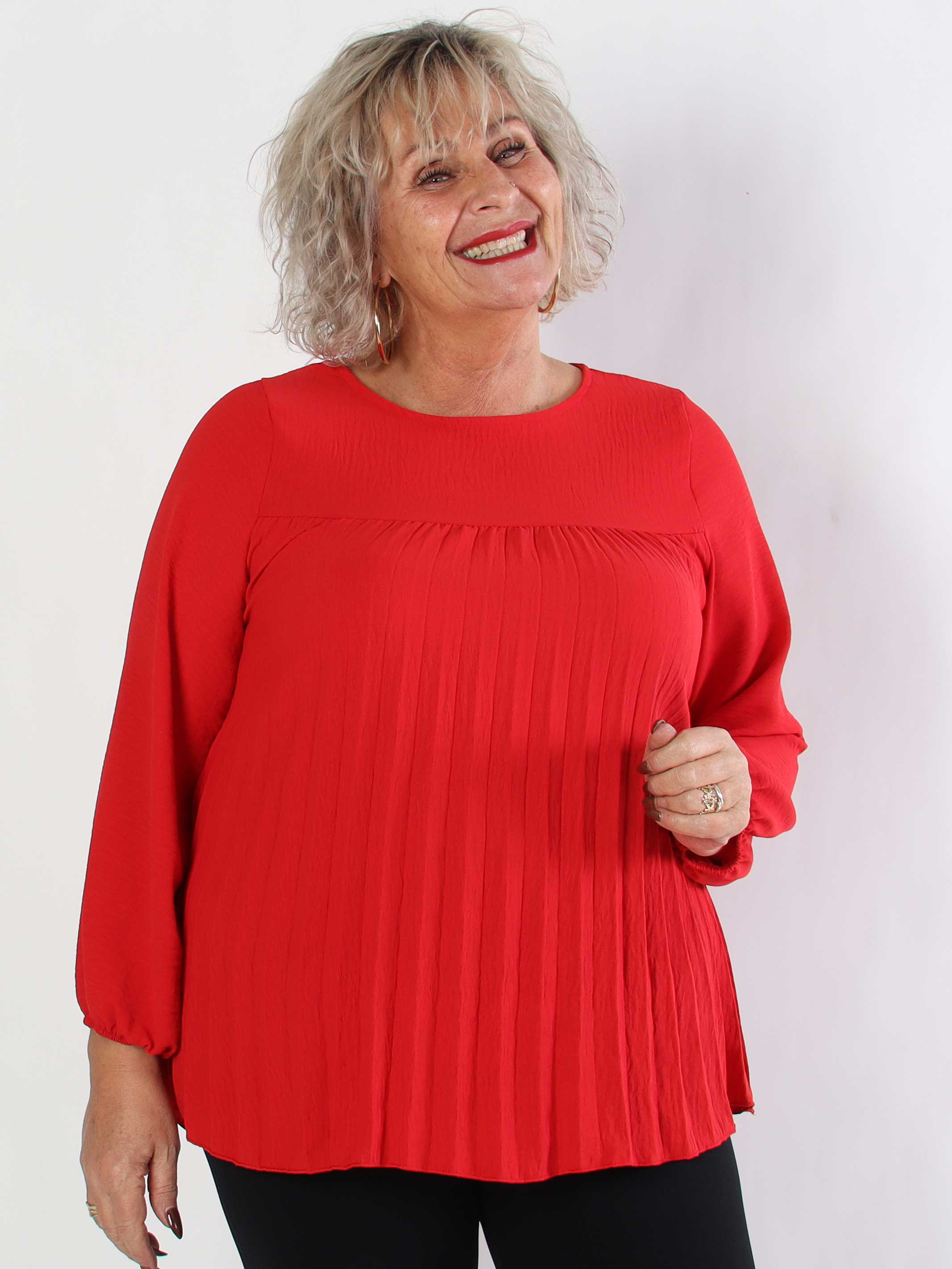 Nancy Shirt L/S - Sød plus size bluse med plisseringer