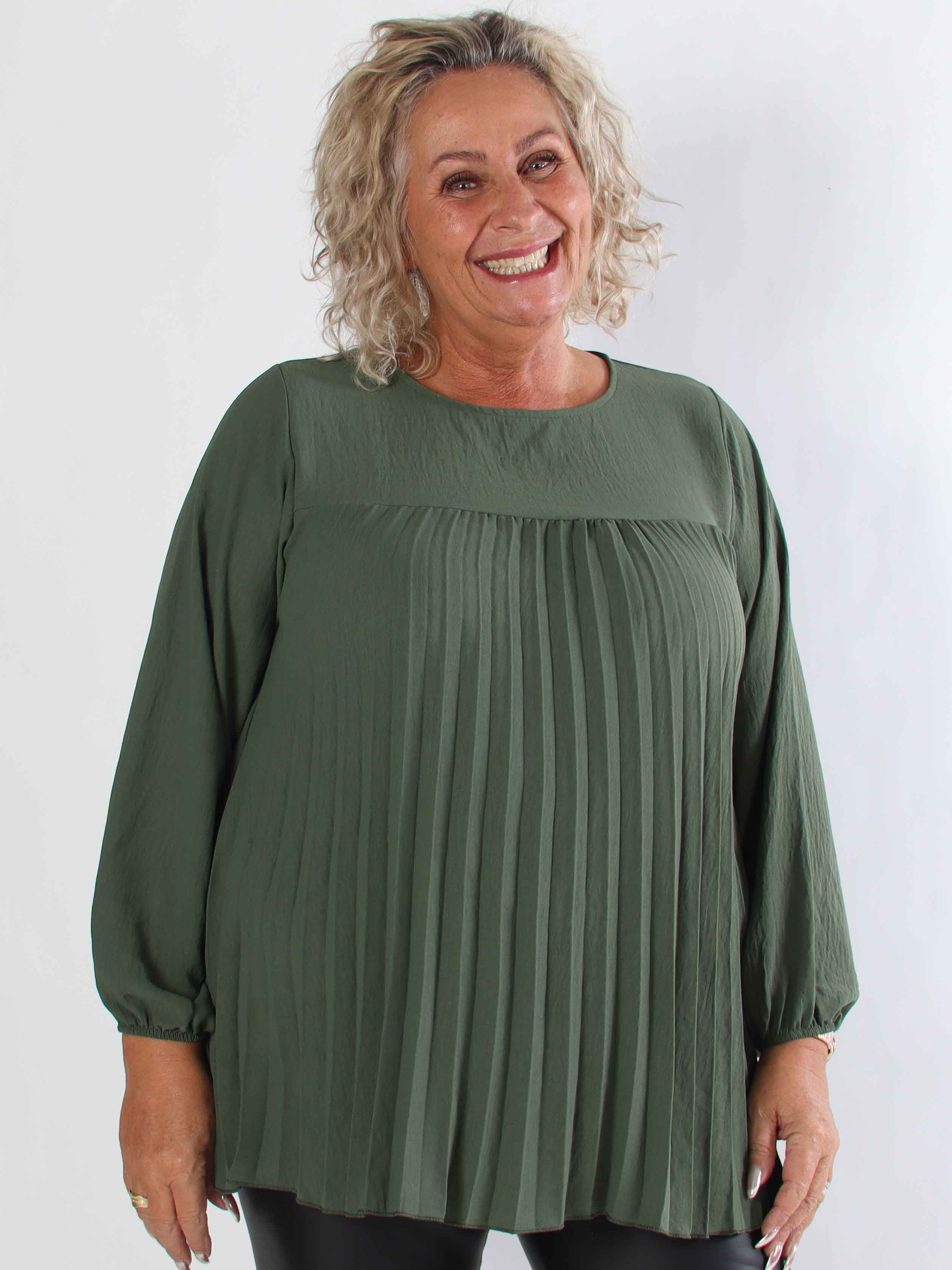 Nancy Shirt L/S - Sød plus size bluse med plisseringer