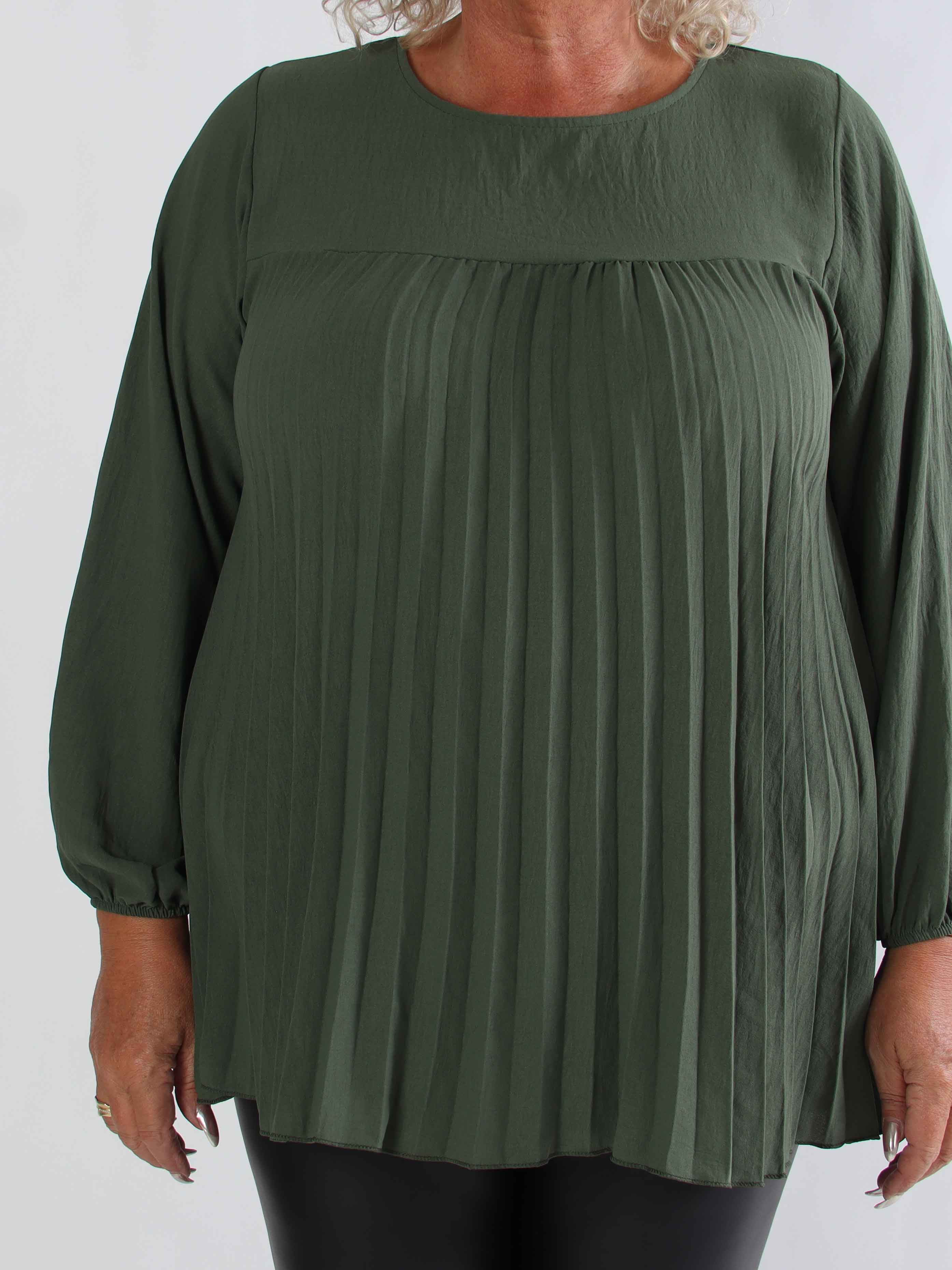 Nancy Shirt L/S - Sød plus size bluse med plisseringer