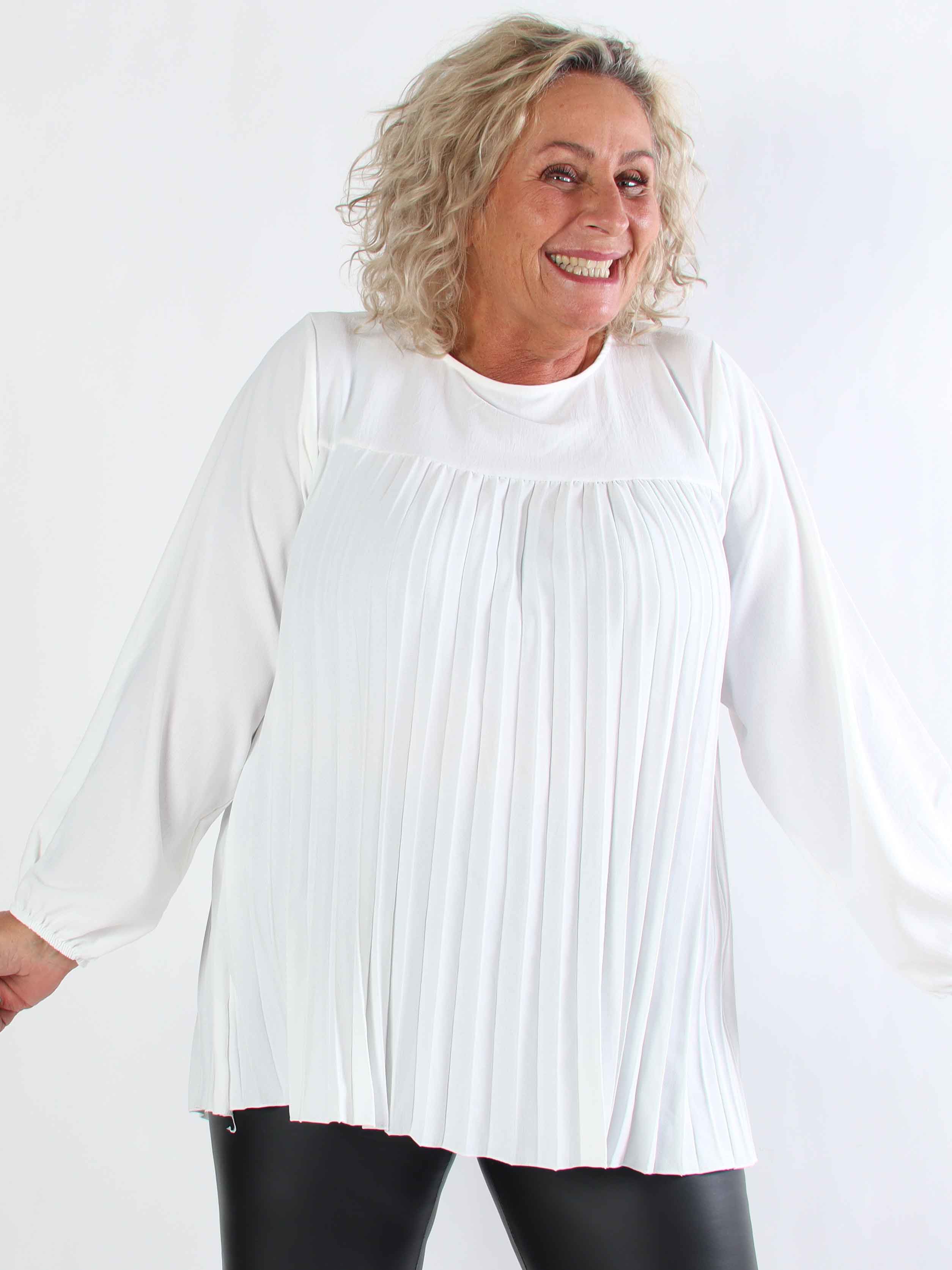 Nancy Shirt L/S - Sød plus size bluse med plisseringer