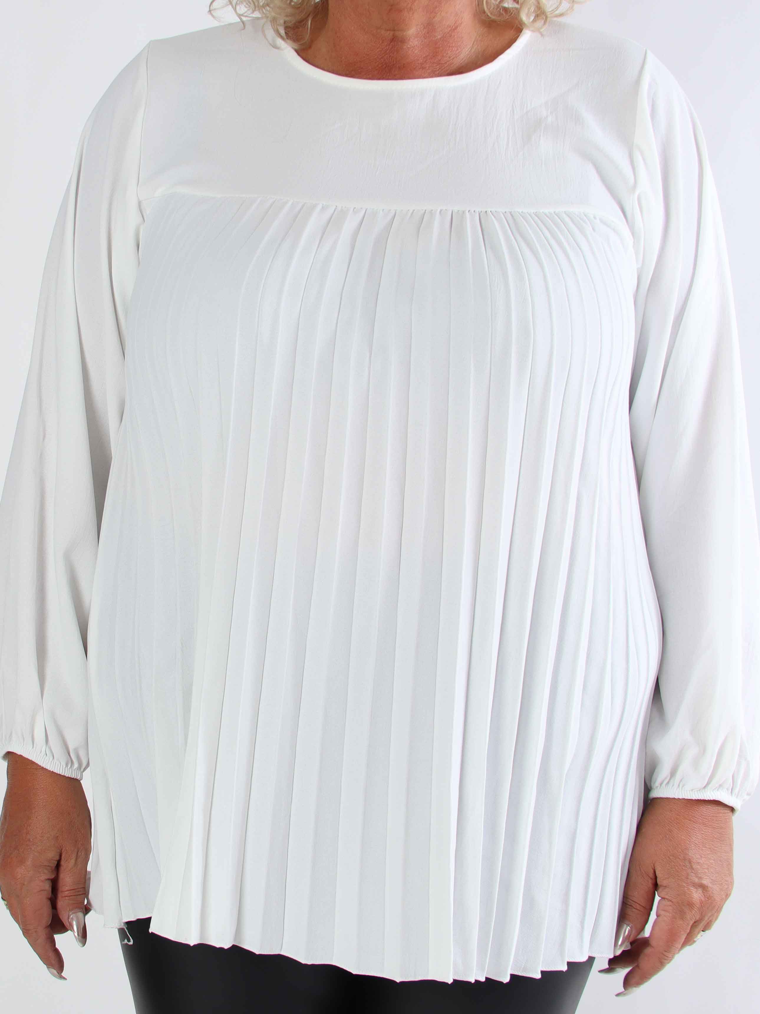 Nancy Shirt L/S - Sød plus size bluse med plisseringer