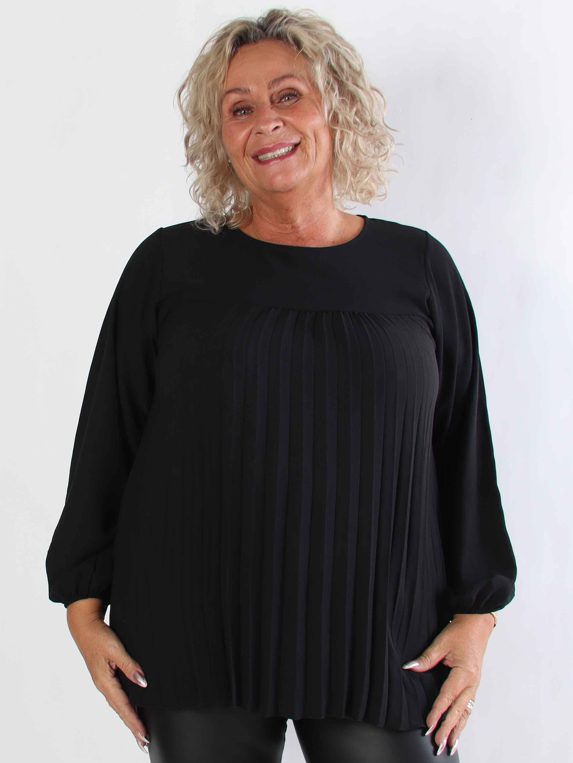 Nancy Shirt L/S - Sød plus size bluse med plisseringer