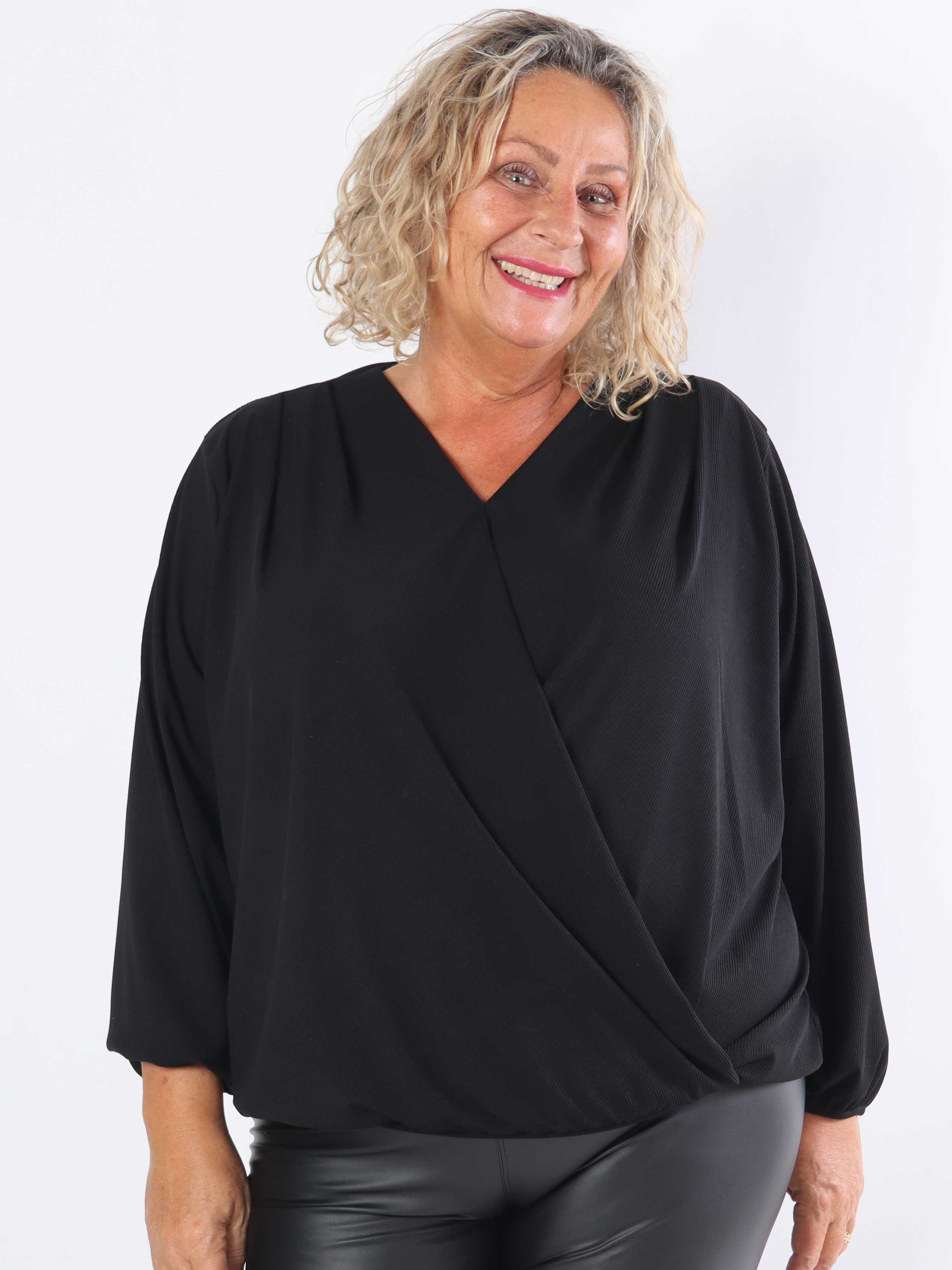 Naomi - Ribbet plus size tunika med elastik