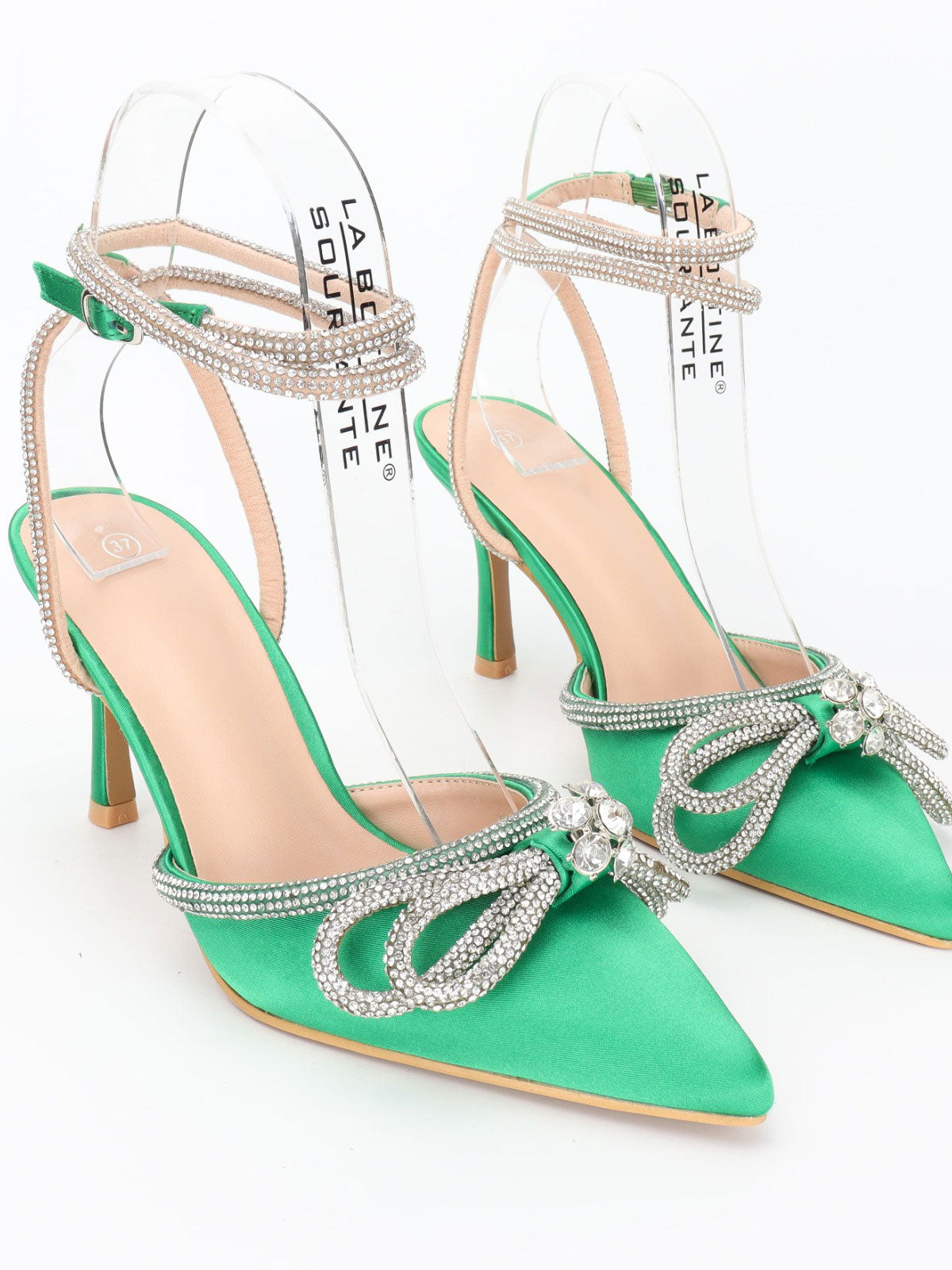 Natalie - Stiletter med sløjfe og rem pyntet af similisten